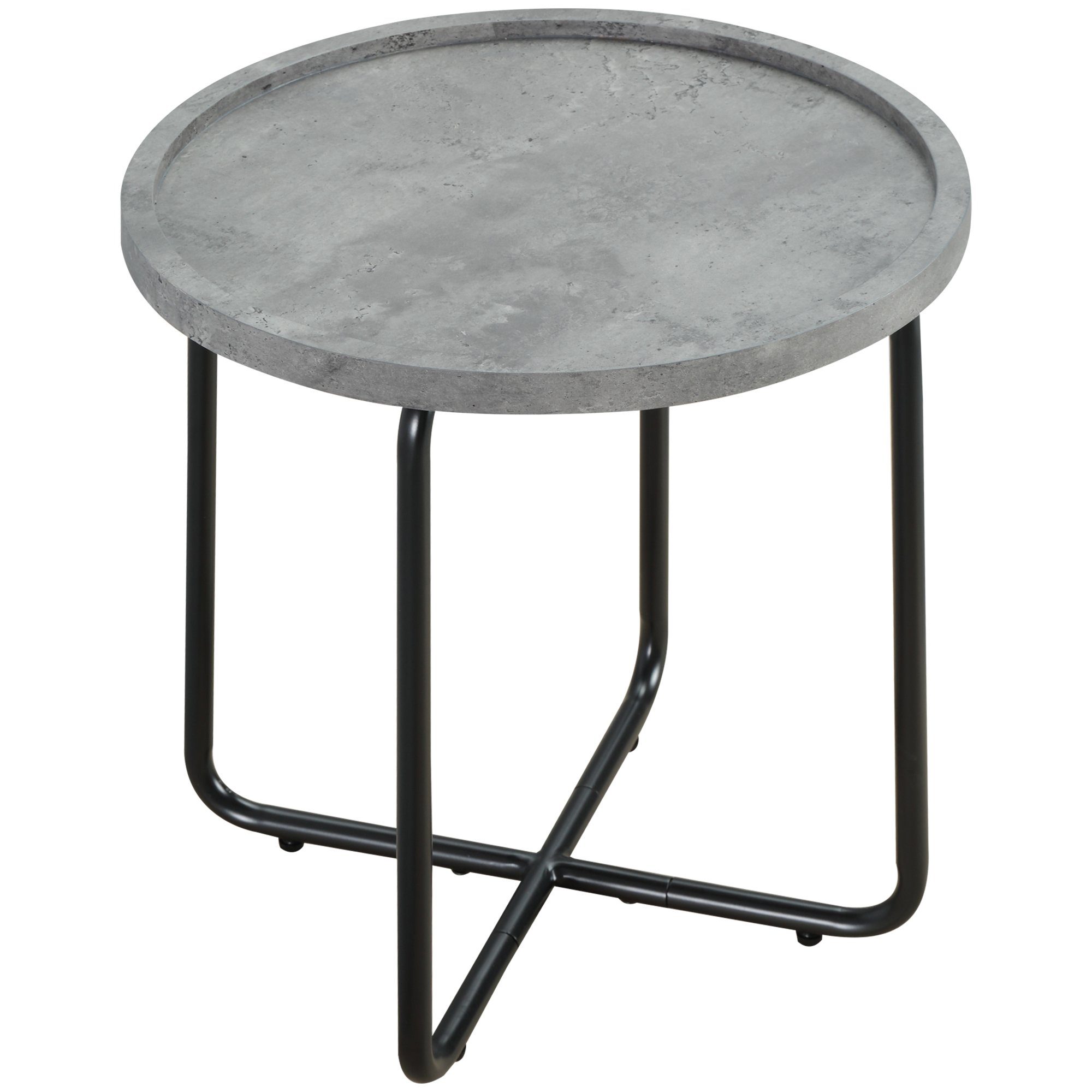 Tischplatte Breite Couchtisch), 50 50 cm im (Set, cm HOMCOM 1 Beistelltisch in 50 1-St., Zementoptik 55 cm x Industrie-Design cm x