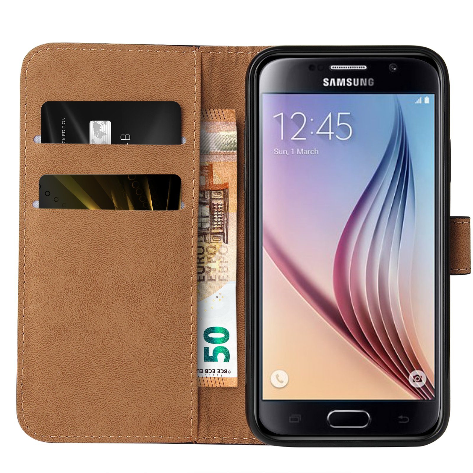 Tec-Expert Handyhülle Klapp Hülle für Samsung Galaxy S6 5.1 Zoll, 5.1, Flip Case für Samsung Galaxy S6
