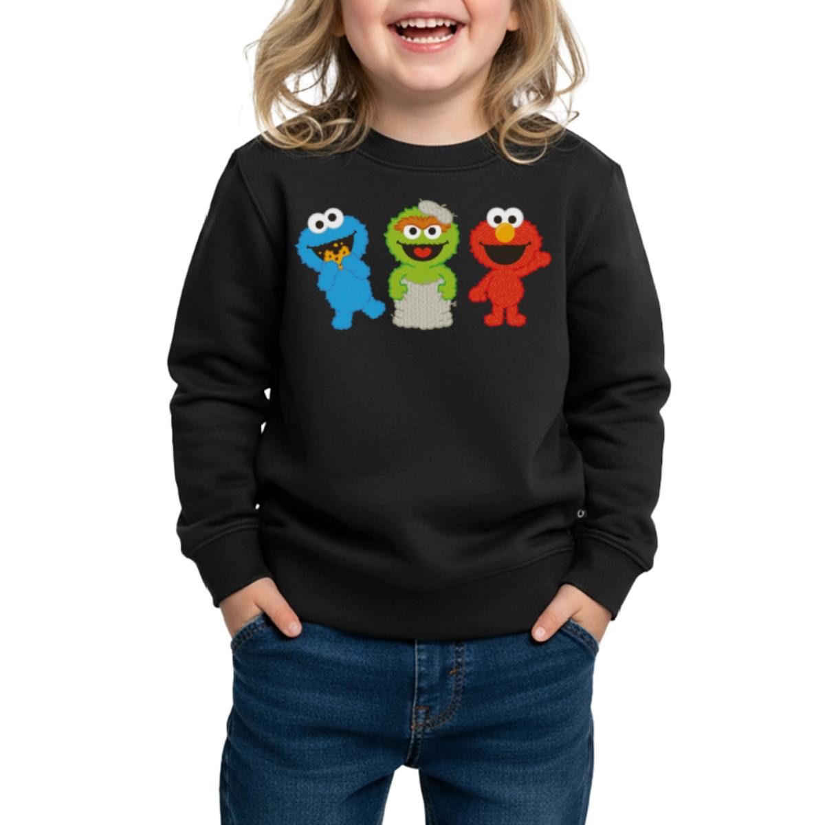 Spreadshirt Sweatshirt Sesamstraße Baby Krümelmonster, Oscar & Elmo Kinder/Teenager Premium P (1-tlg)