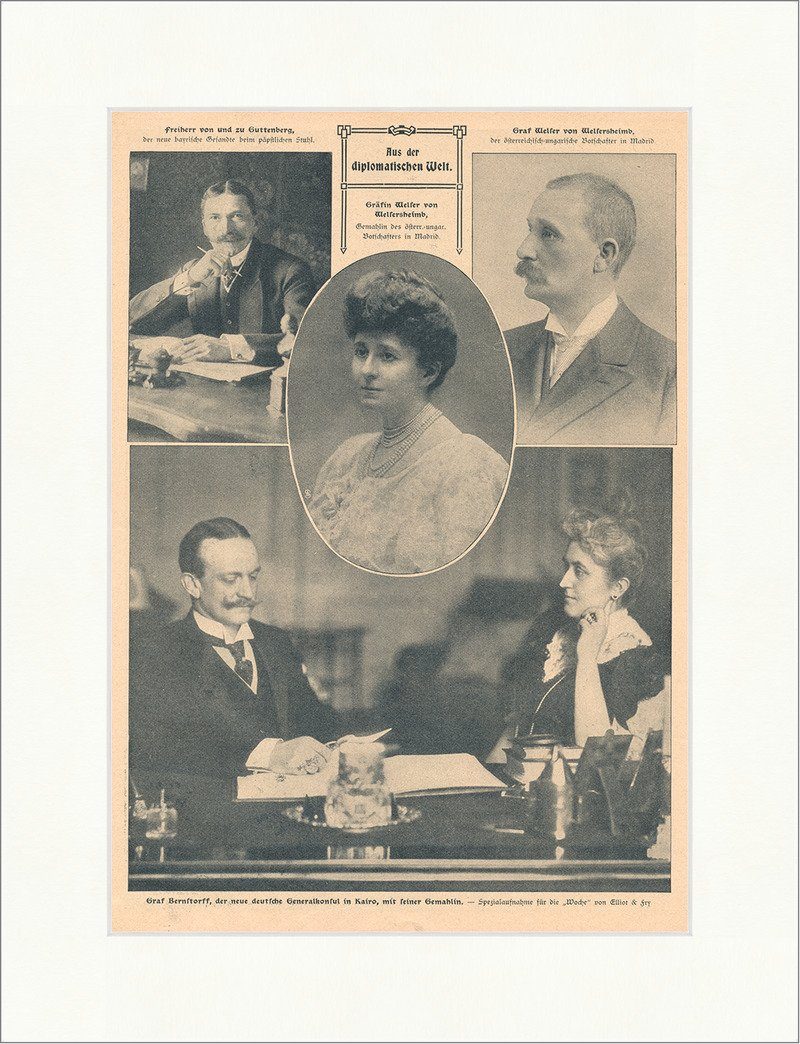 Kunstdruck Diplomatische Welt Gräfin Welsersheimb Guttenberg Freiherr F_Vintage 0