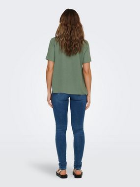 JACQUELINE de YONG Blusenshirt Kurzarm Bluse V-Ausschnitt T-Shirt Business Oberteil JDYDIVYA 5164 in Dunkelgrün