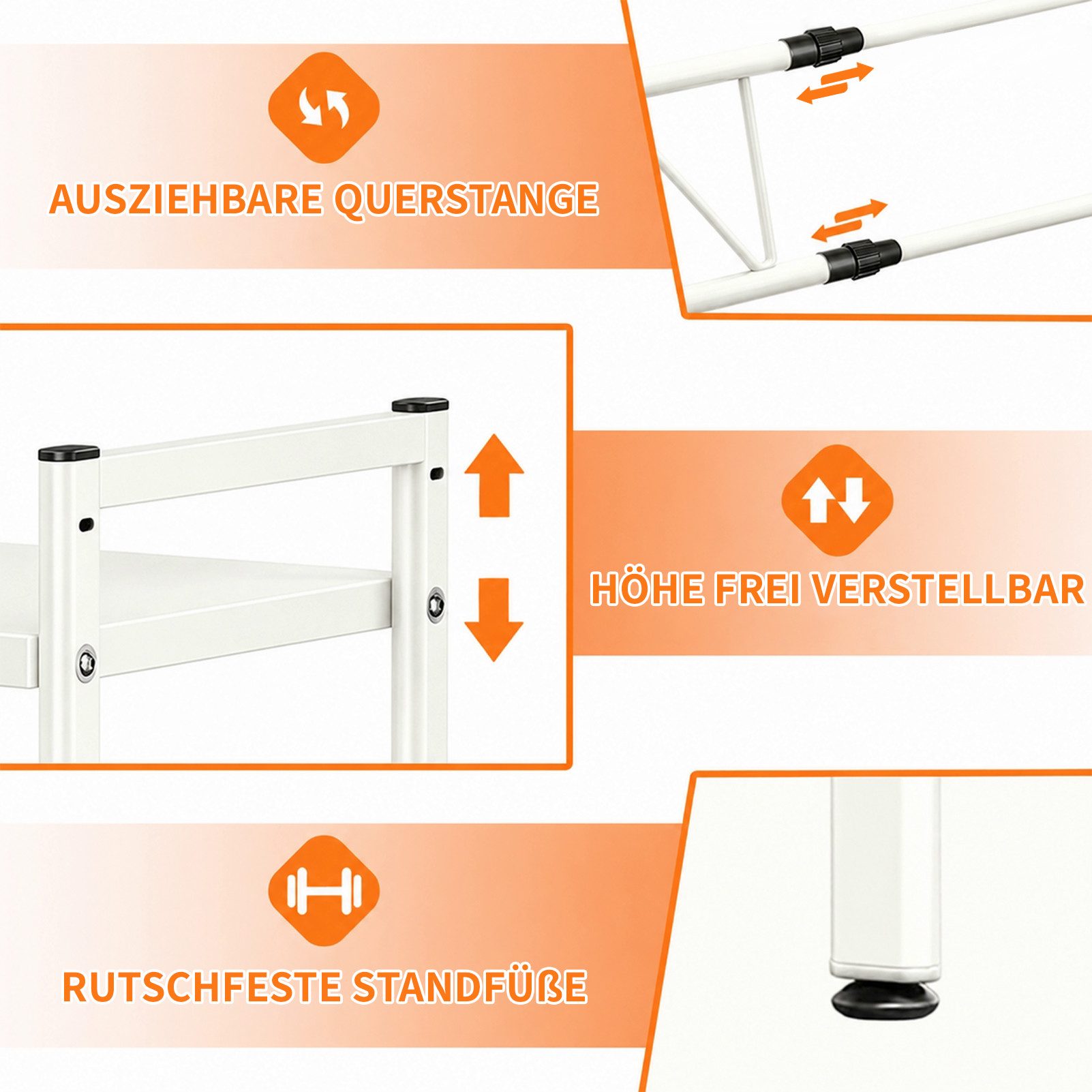 Esun Standregal Mikrowellen Regal 2-Stufig Microwave Shelf Schrank Küchenregal, Stahl, Mikrowellenregal mit 5 Haken, Schneidebrettständer – Bild 5 von 5