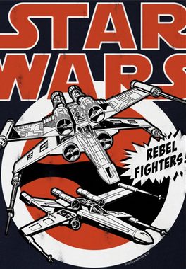 LOGOSHIRT T-Shirt X-Wings - Krieg der Sterne - Star Wars mit auffälligem Retro-Frontprint