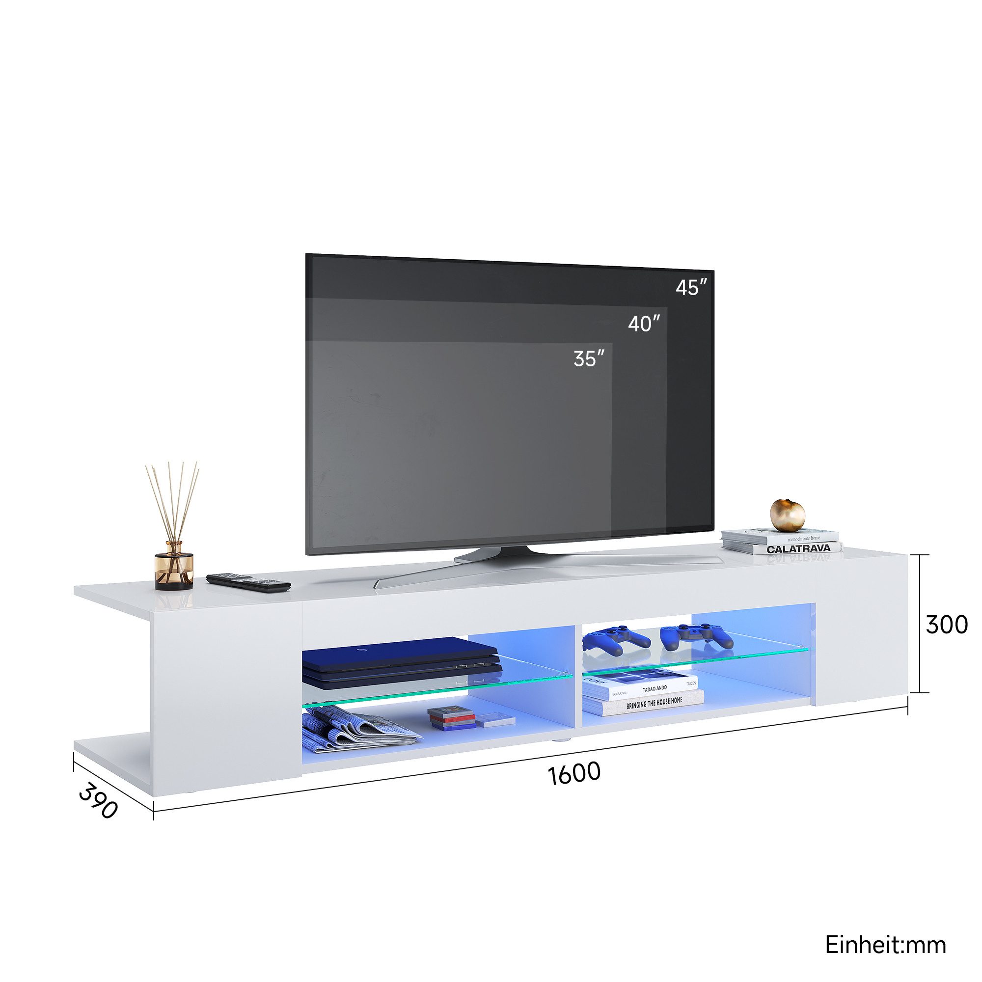 SONNI Lowboard TV Schrank schwarz/weiß, Lange günstig online kaufen