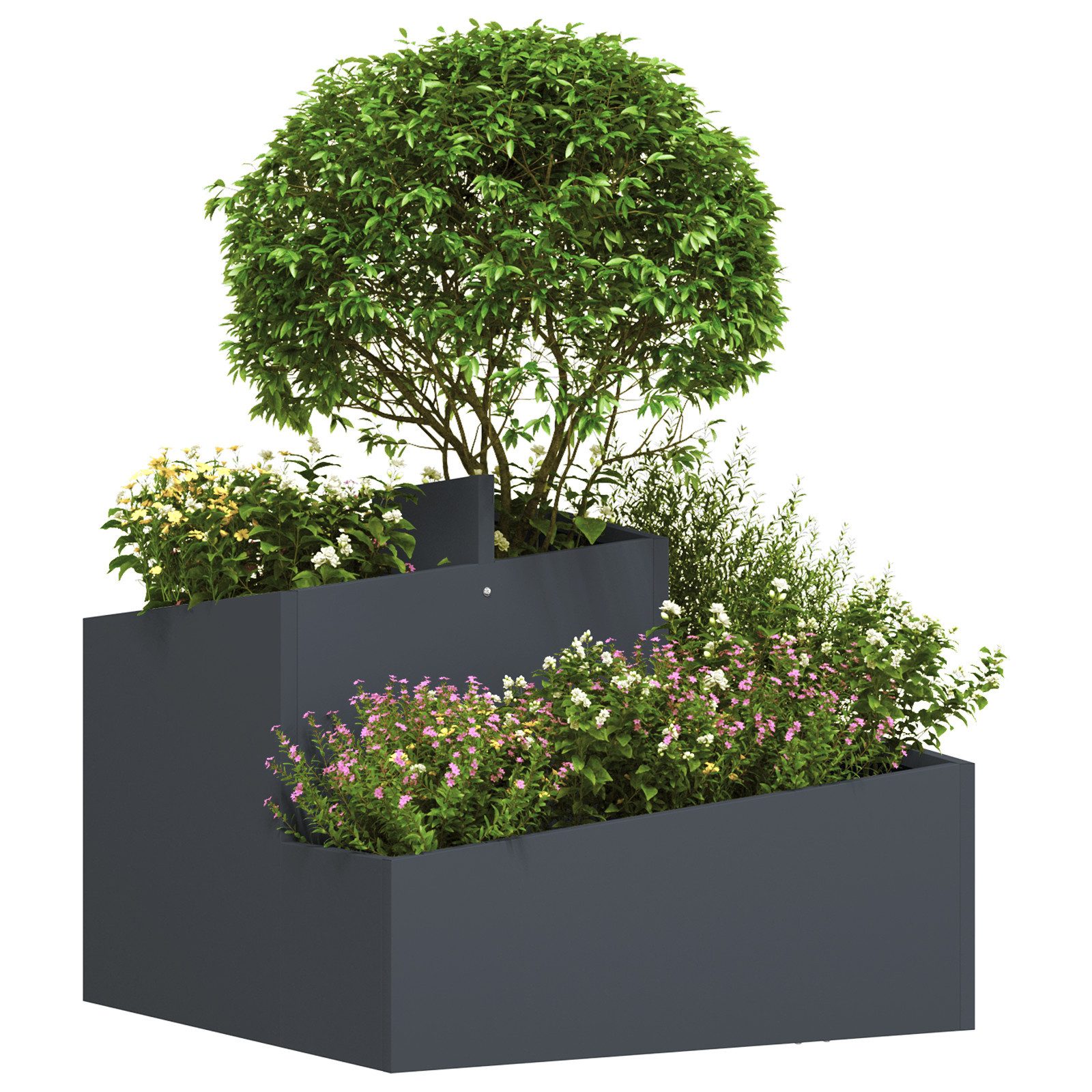 vidaXL Blumentopf Kunststoffpflanzer Anthrazit Kunststoff Mittel günstig online kaufen