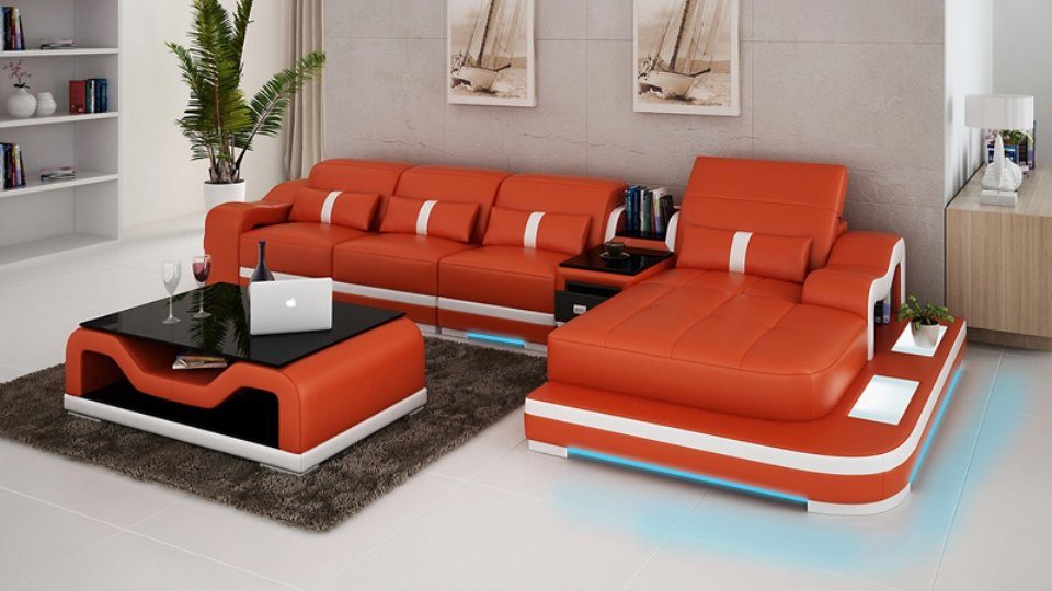 JVmoebel Ecksofa, Ledersofa Couch Wohnlandschaft Sofa Modern Eck Ecksofa Design