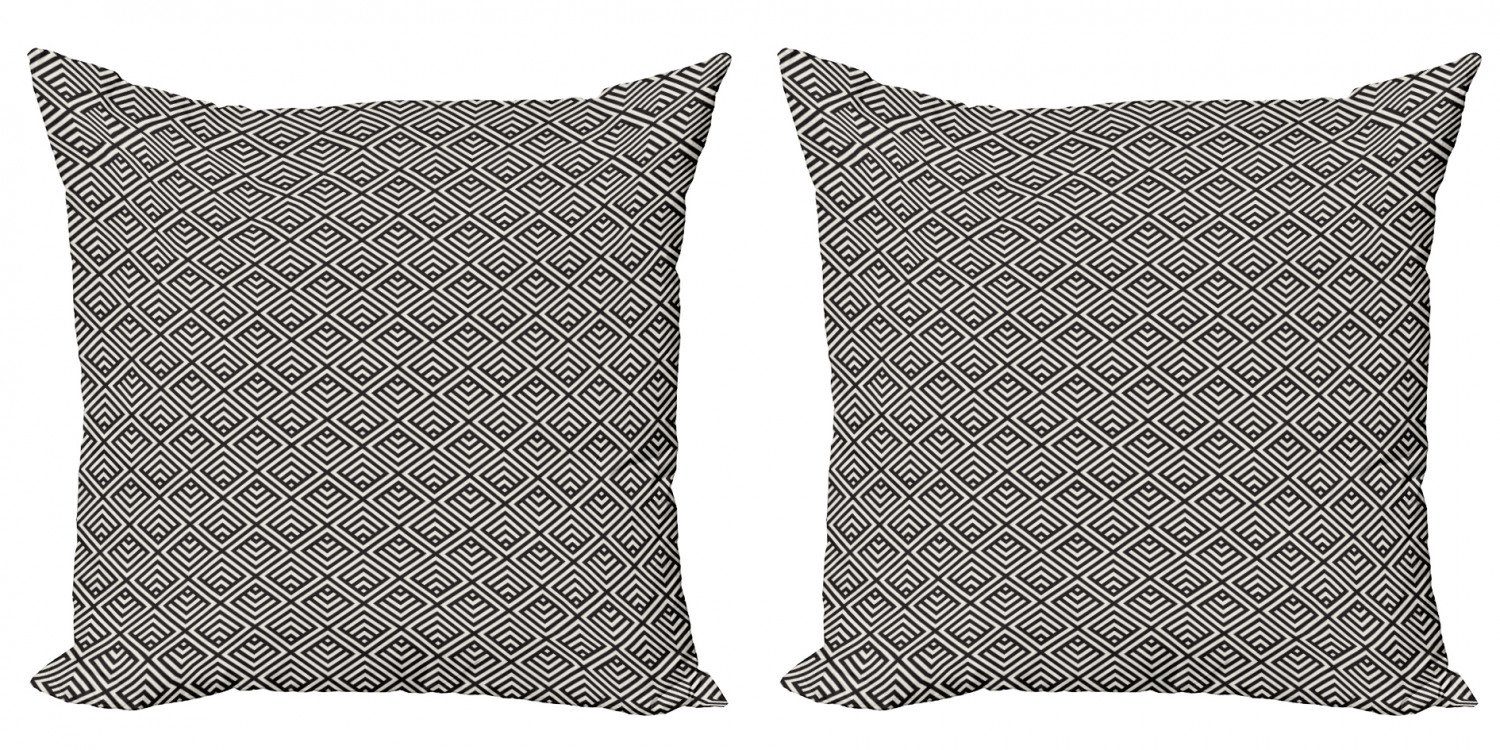 Kissenbezüge Modern Accent Doppelseitiger Digitaldruck, Abakuhaus (2 Stück), Gitter Streifen Diagonal Squares