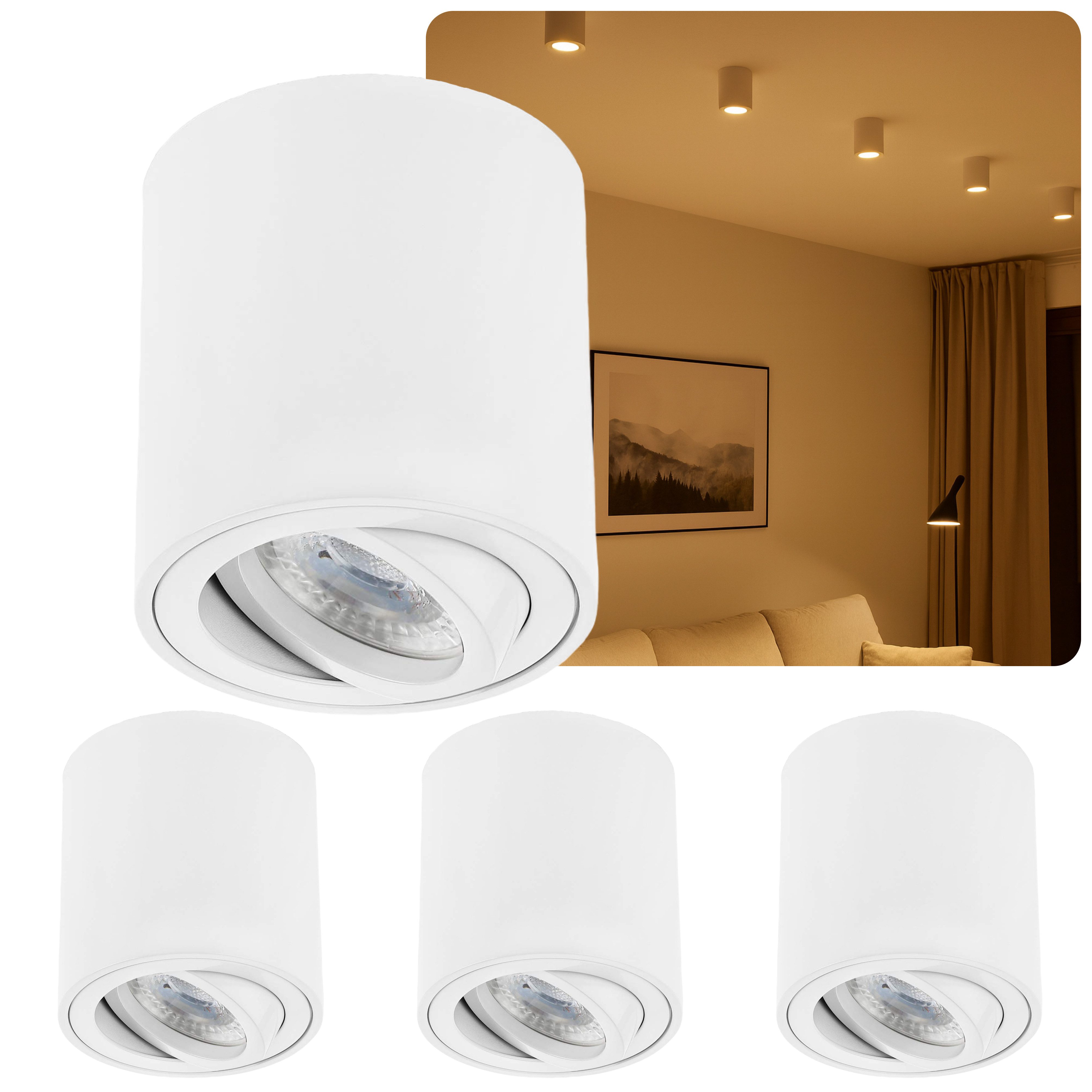 Sweet LED LED Aufbaustrahler 4er Set GU10 Alu Deckenspots 7 W weiß 80x84mm günstig online kaufen