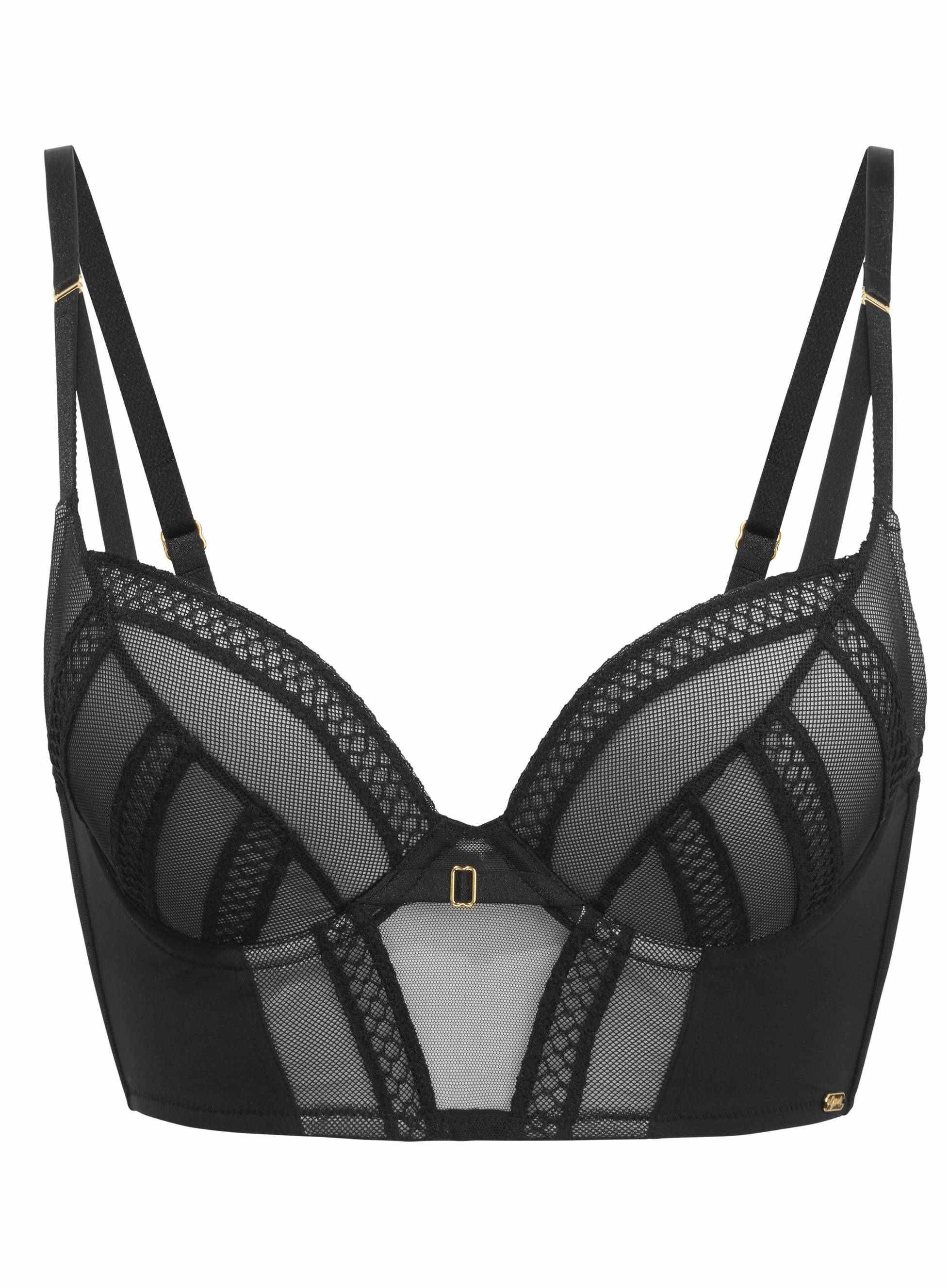 Longline-BH Shadow Mesh Longline Push-Up Black/Grey