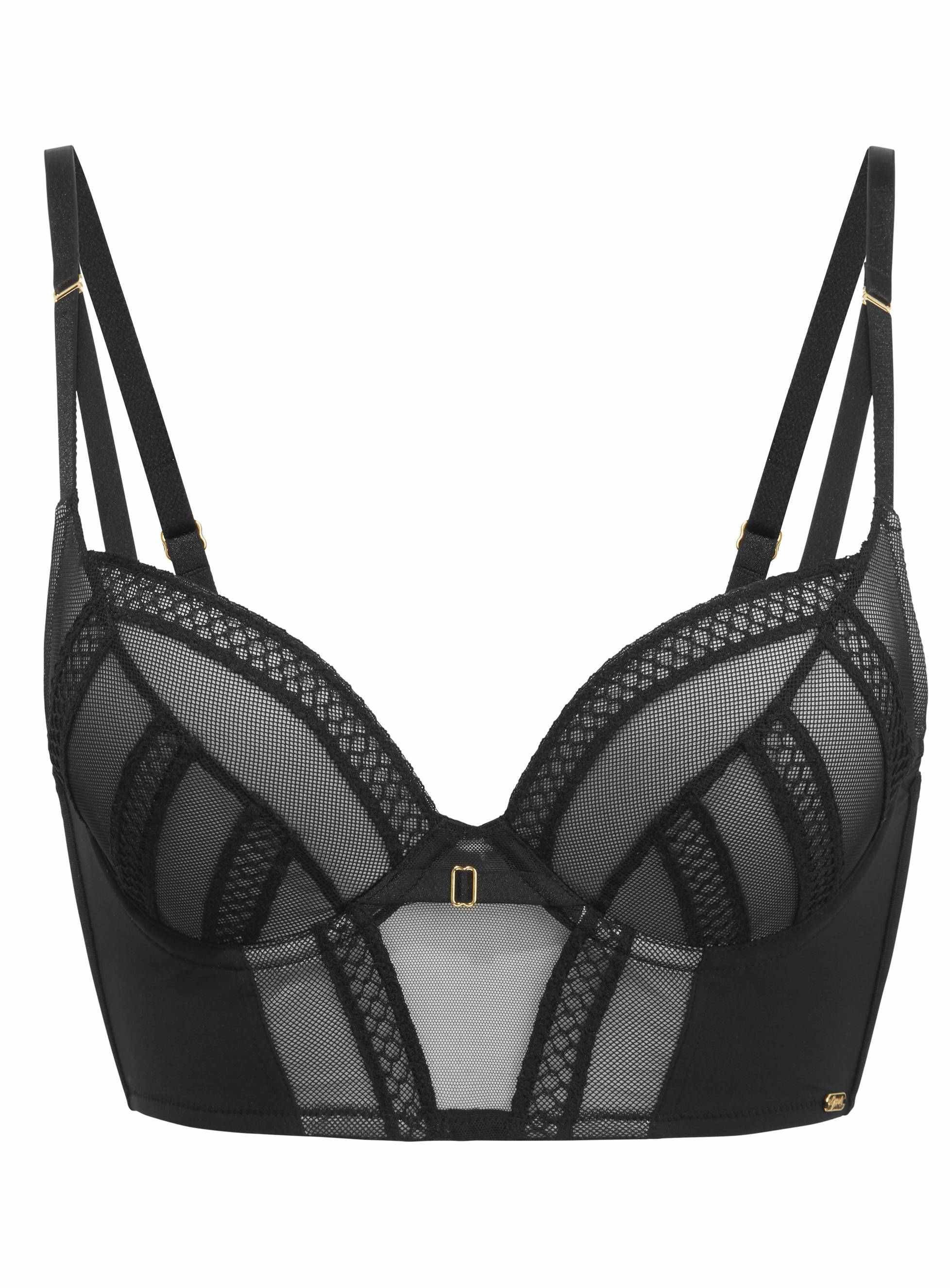 Gossard (Push-Up, Push-Up Longline Shadow Netz) Black/Grey 1-tlg., Mesh Longline-BH