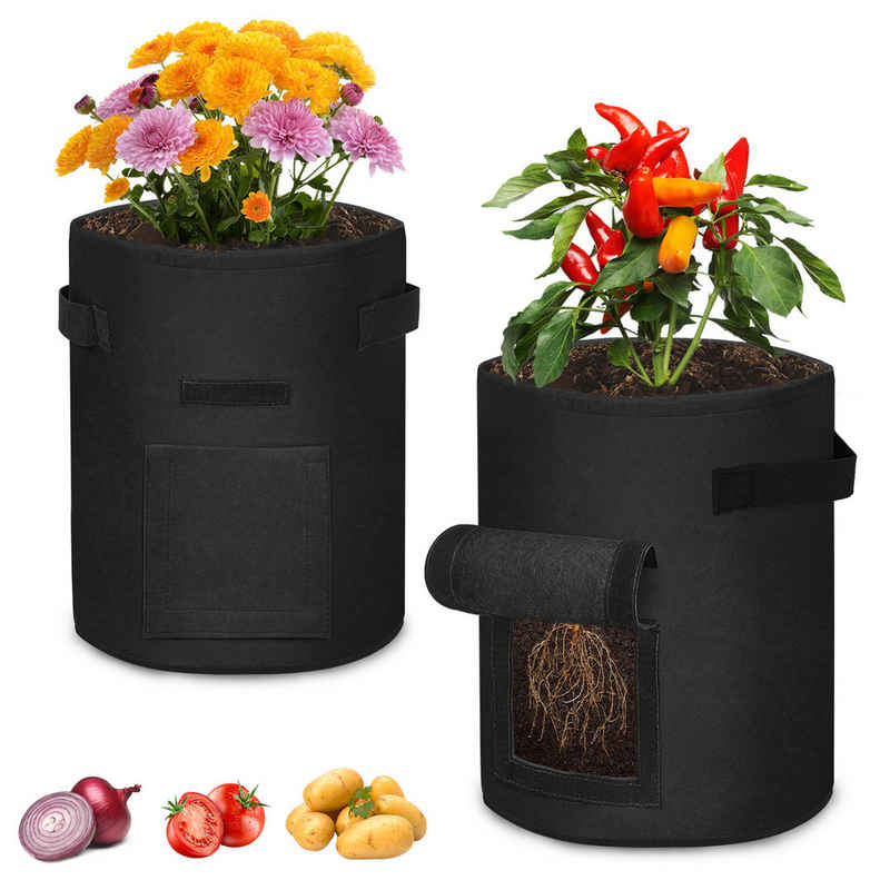 AUFUN Pflanzkübel Pflanzsack aus Vliesstoff 27/38L Tasche mit Klettverschluss (2 St), Pflanztopf Pflanzensack für Kartoffeln,Tomaten,Blumen,Pflanzen,Gemüse