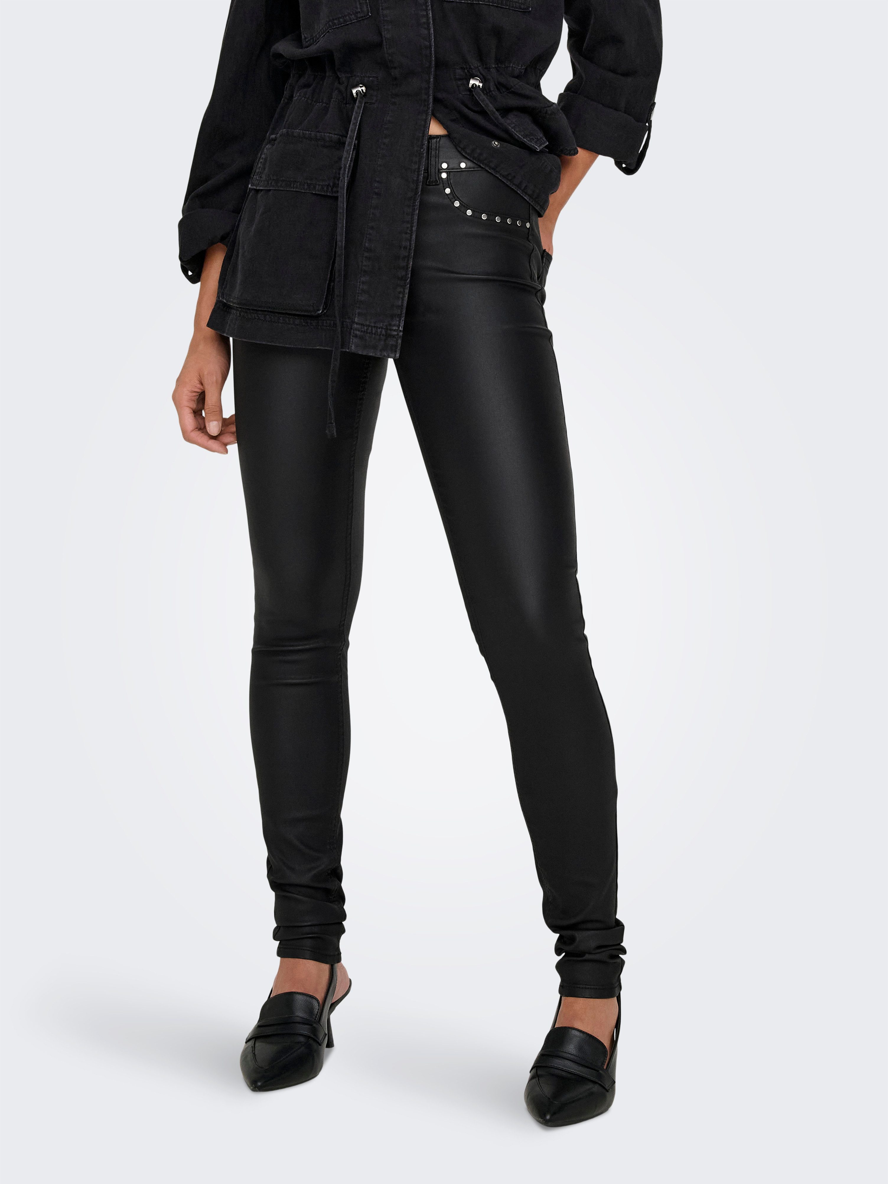 Lederimitathose ONLBLUSH-ROCK LIFE MW STUD COATED SK PNT