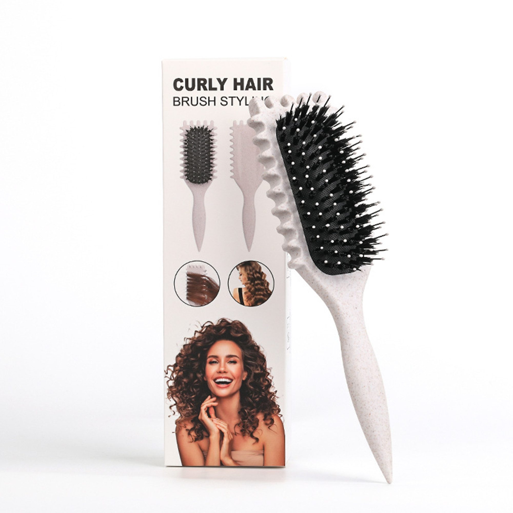 Forrlite Haarbürsten-Set Curl Hair Brush, Lockenbürste,Curl Define Styling Brush, Curl Define Stylingbürste,Wildschweinborsten Haarbürste,Haarbürste zum Entwirren für Frauen