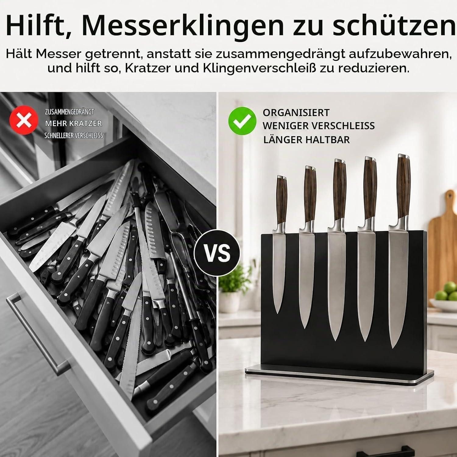 LuxusKollektion Magnet-Messerblock Magnetischer Messerblock Edelstahl Schwarz 30cm – Bild 5 von 5