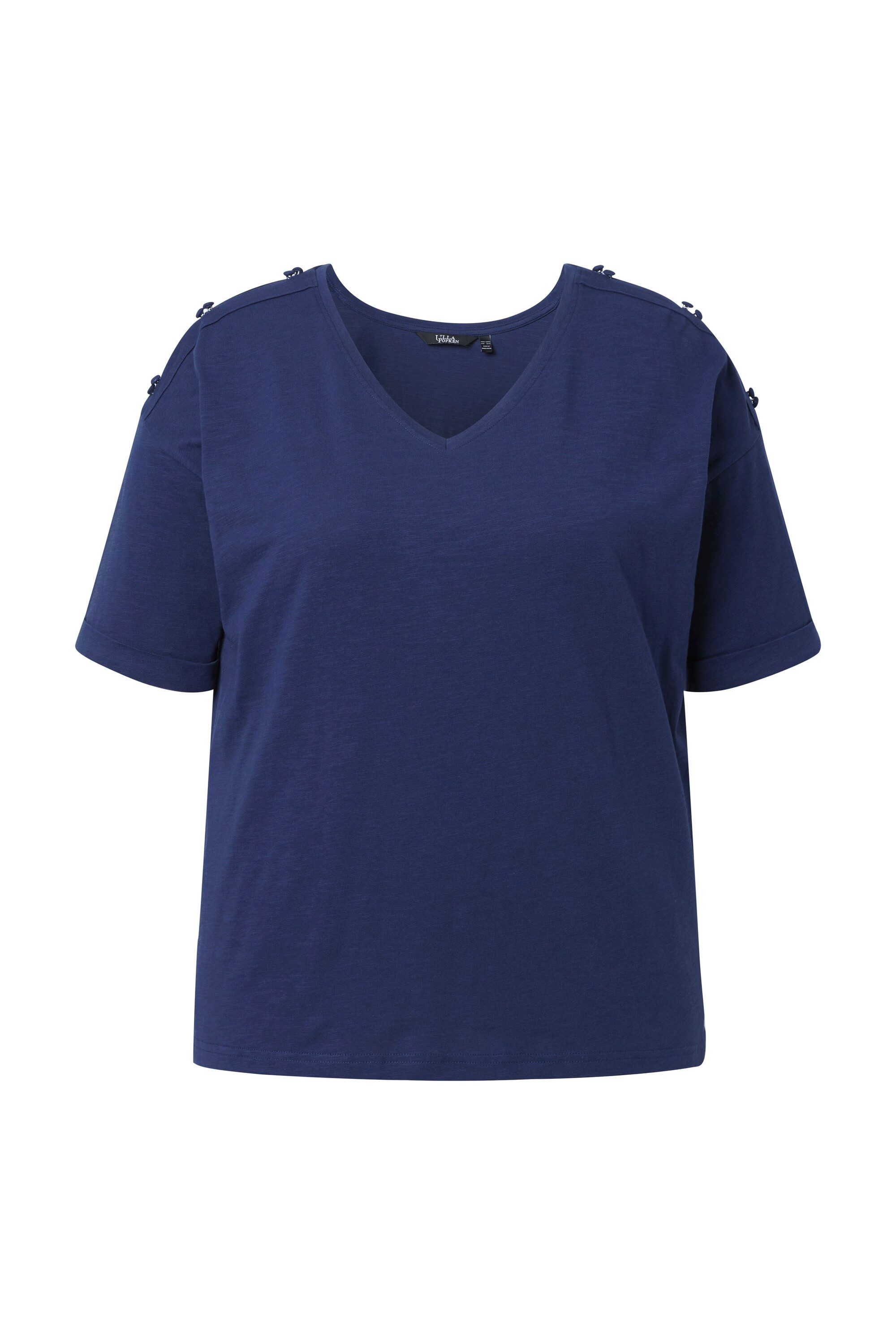 T-Shirt T-Shirt Schulterschlitze Oversized V-Ausschnitt