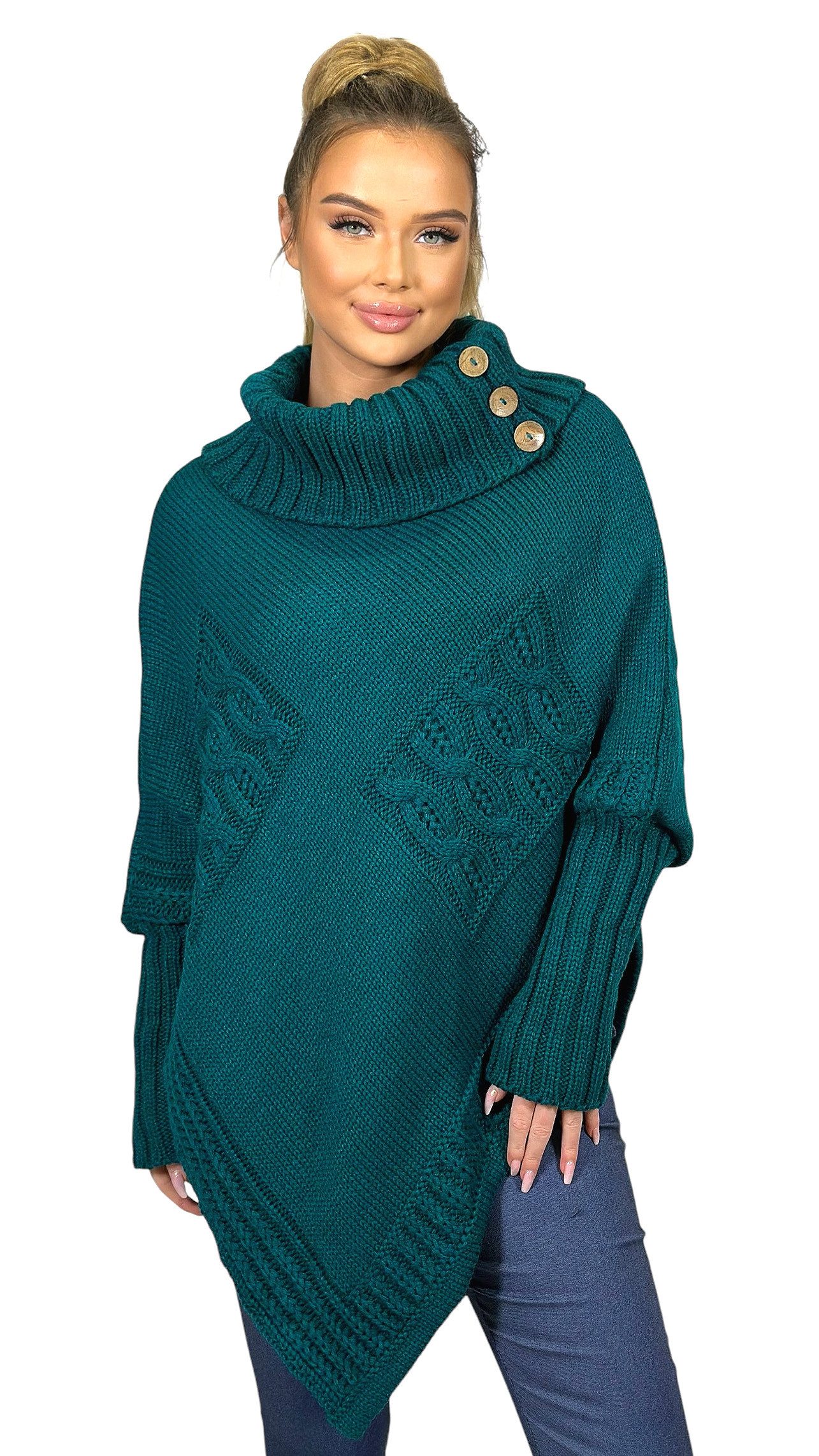 Mississhop Strickponcho Poncho Strick Sweatshirt Pullover Umhang Überwurf günstig online kaufen