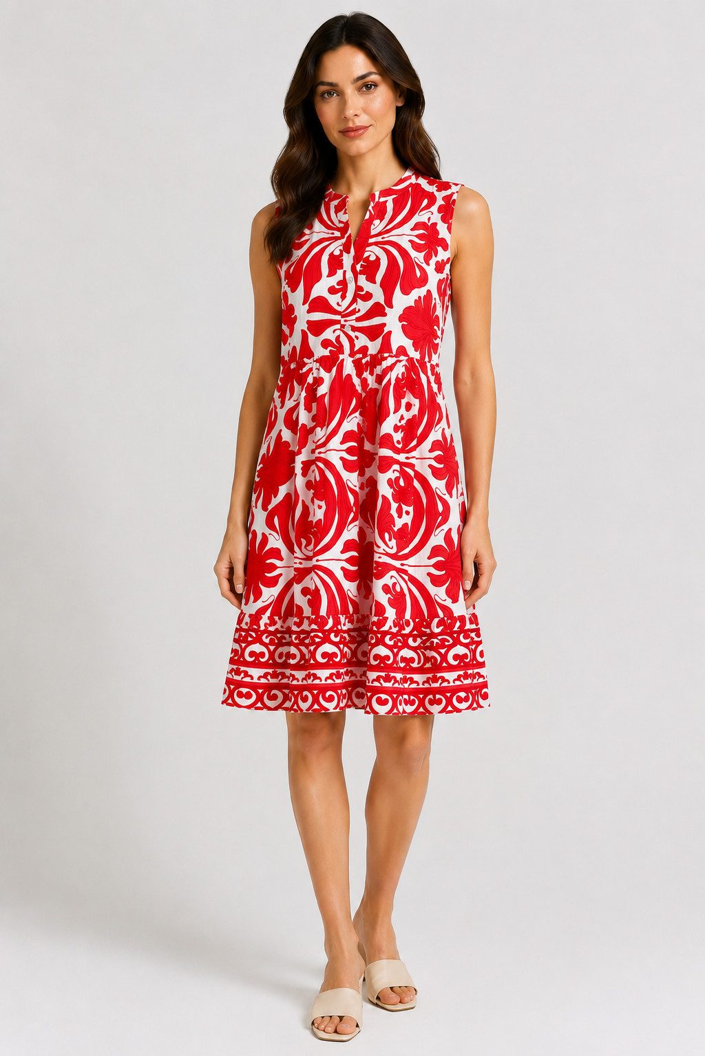 ITALY VIBES Sommerkleid - ärmelloses Kleid mit Blütenmuster Printmix für Damen ONE SIZE / passend für Größe M - XL