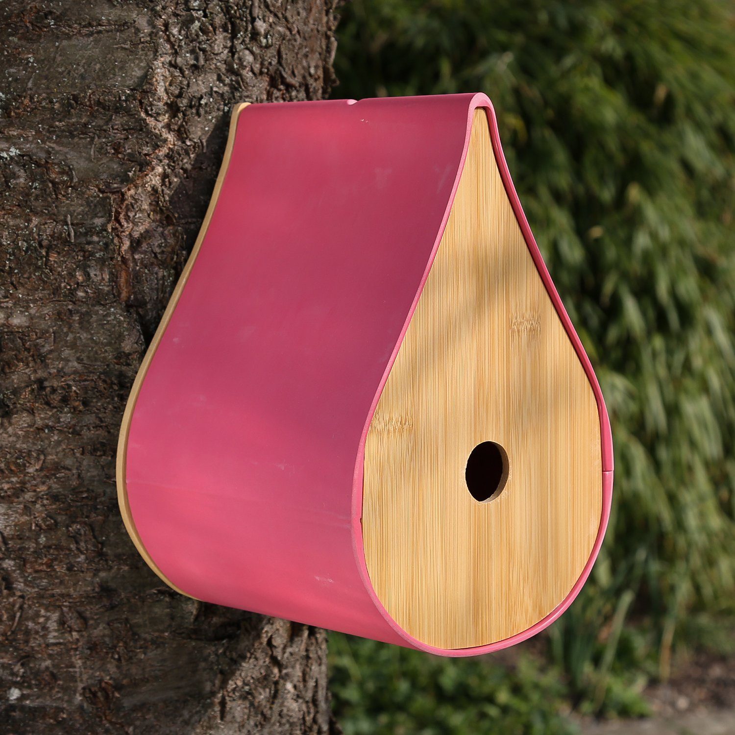 MARELIDA Vogelhaus Nistkasten Bambus Brutkasten Nisthöhle Vogelhäuschen Vogel pink