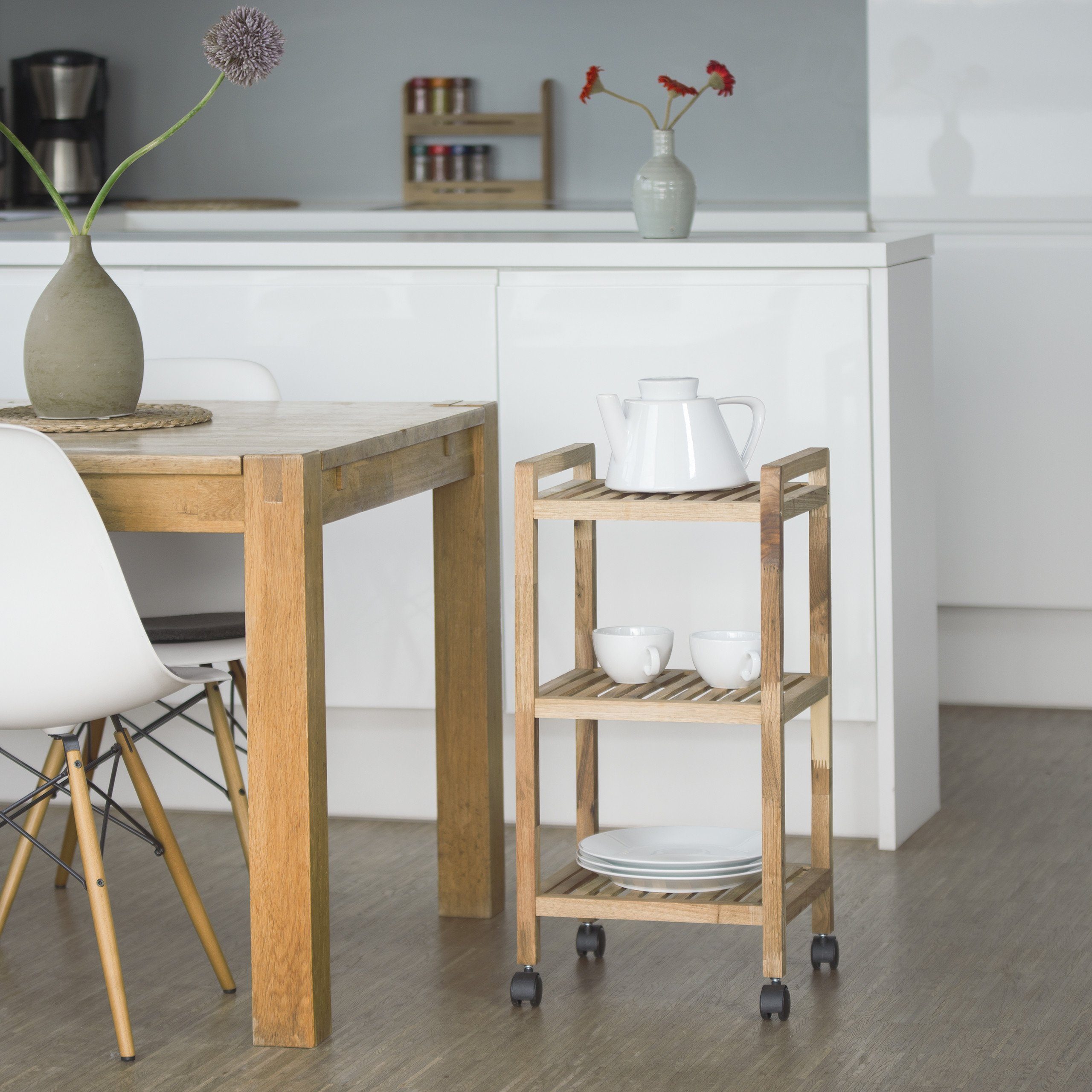 relaxdays Badregal mit Rollen Holz günstig online kaufen