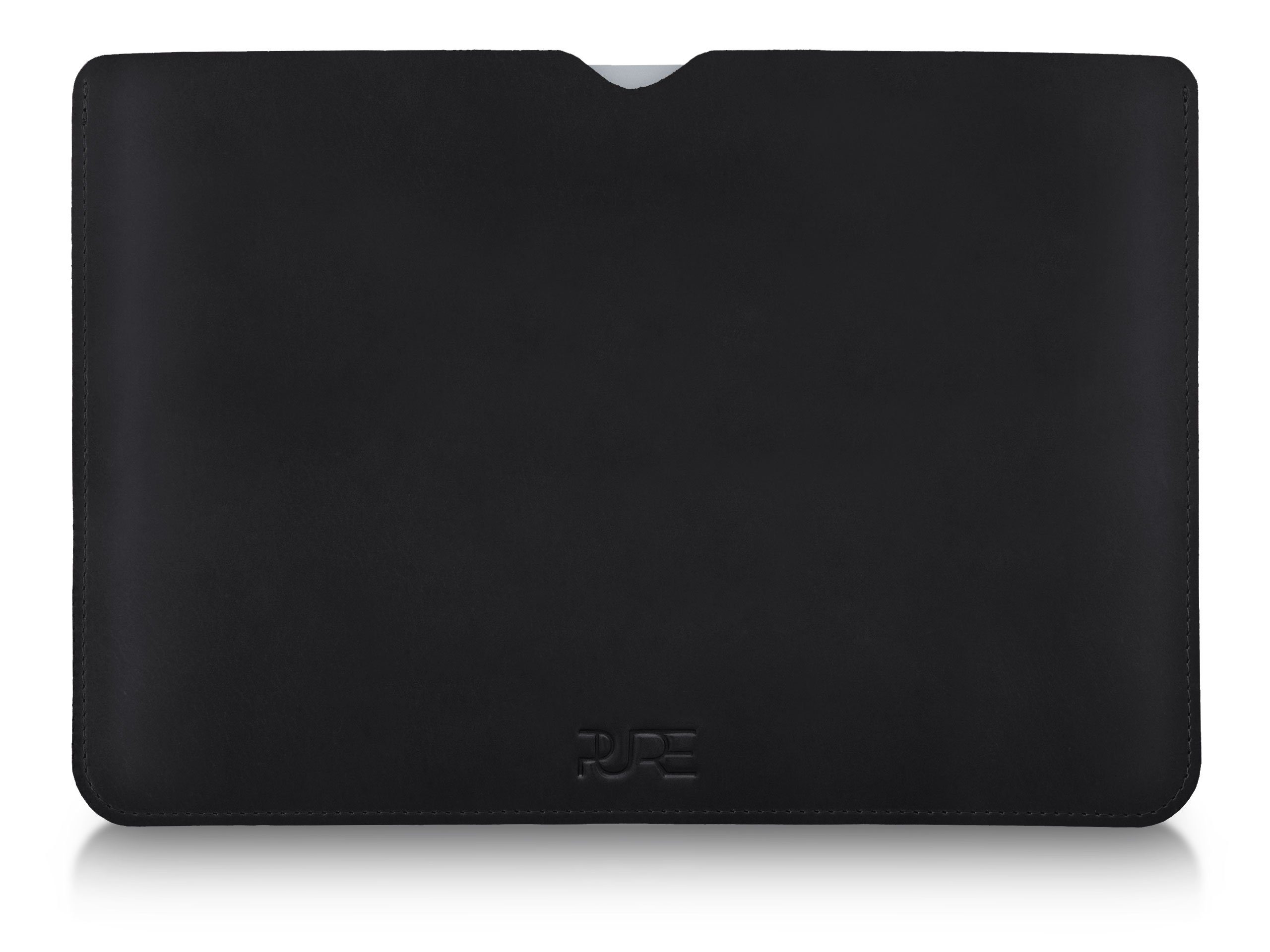 PURE Studios Laptop-Hülle 16" MacBook Lederhülle AVIOR Midnight Black 41,05 cm (16,2 Zoll), Passgenaues Echtleder Sleeve - Schutz vor Kratzern und Stößen