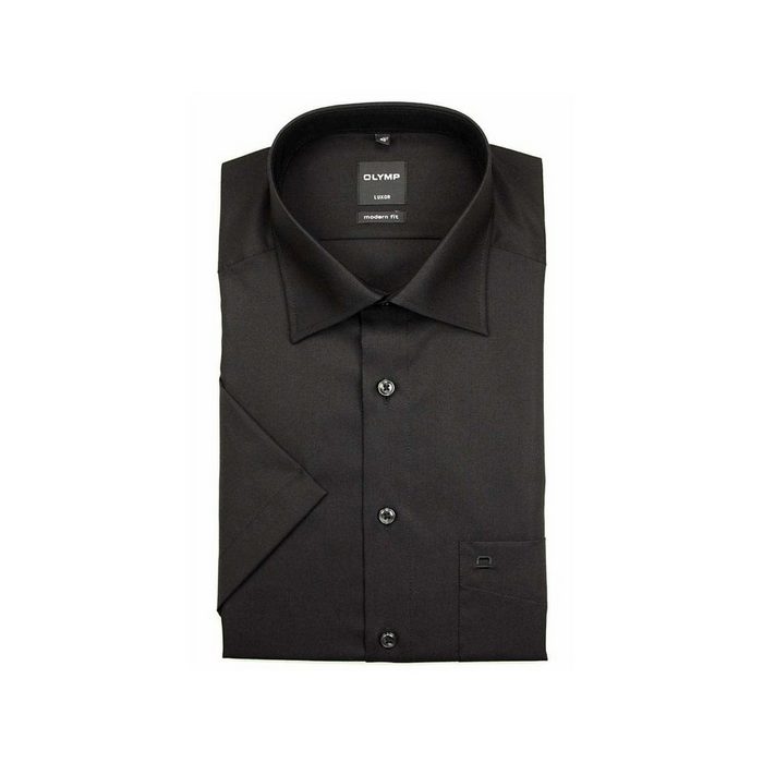 OLYMP Kurzarmhemd schwarz Modern fit (1-tlg. keine Angabe)