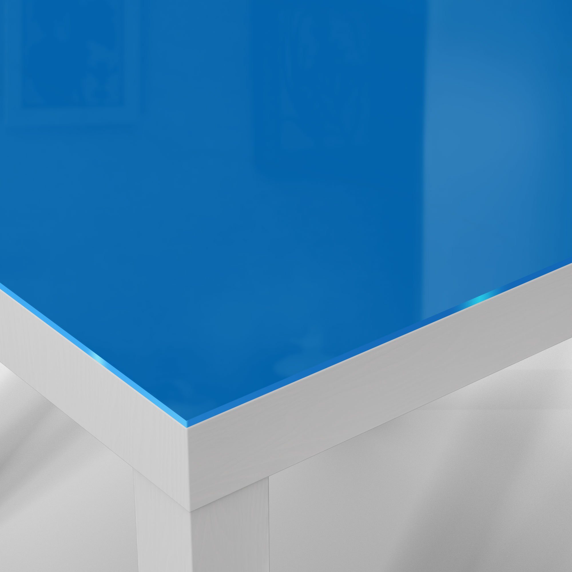 DEQORI Glas Beistelltisch Glastisch - Weiß Mittelblau', 'Unifarben modern Couchtisch