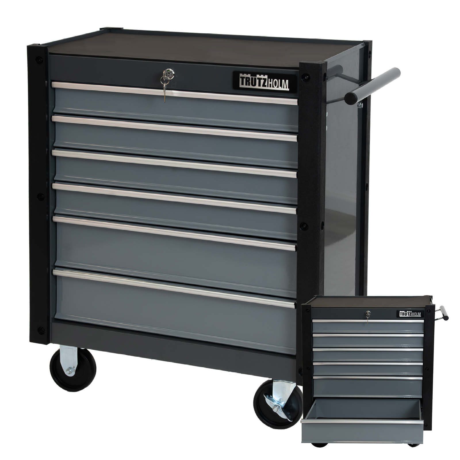 TRUTZHOLM Werkstattwagen Werkzeugwagen Trutzi Rollcontainer Werkstattwagen Werkzeugaufbewahrung, auf Rollen, 0-tlg. Werkzeugset, 6 Schubladen,78x64 cm,Grau