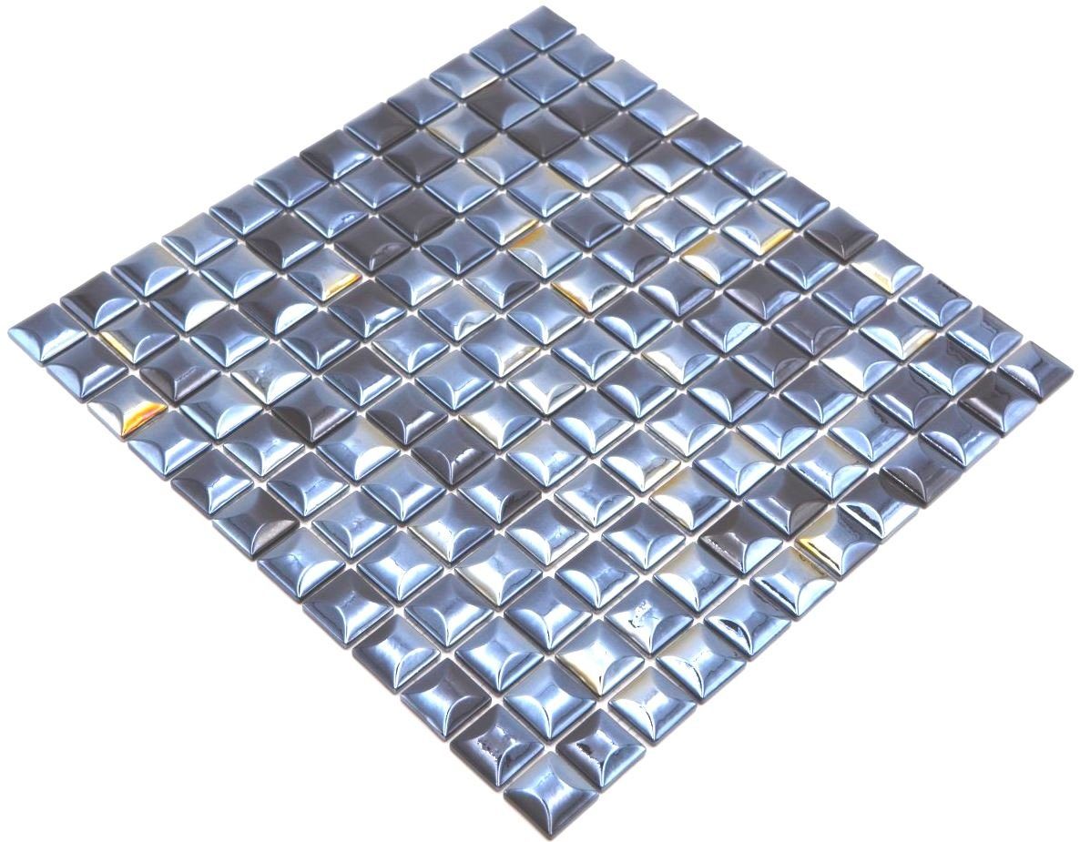 / Mosaikfliesen 10 Mosaikfliesen Glasmosaik schwarz glänzend Mosani Matten Recycling