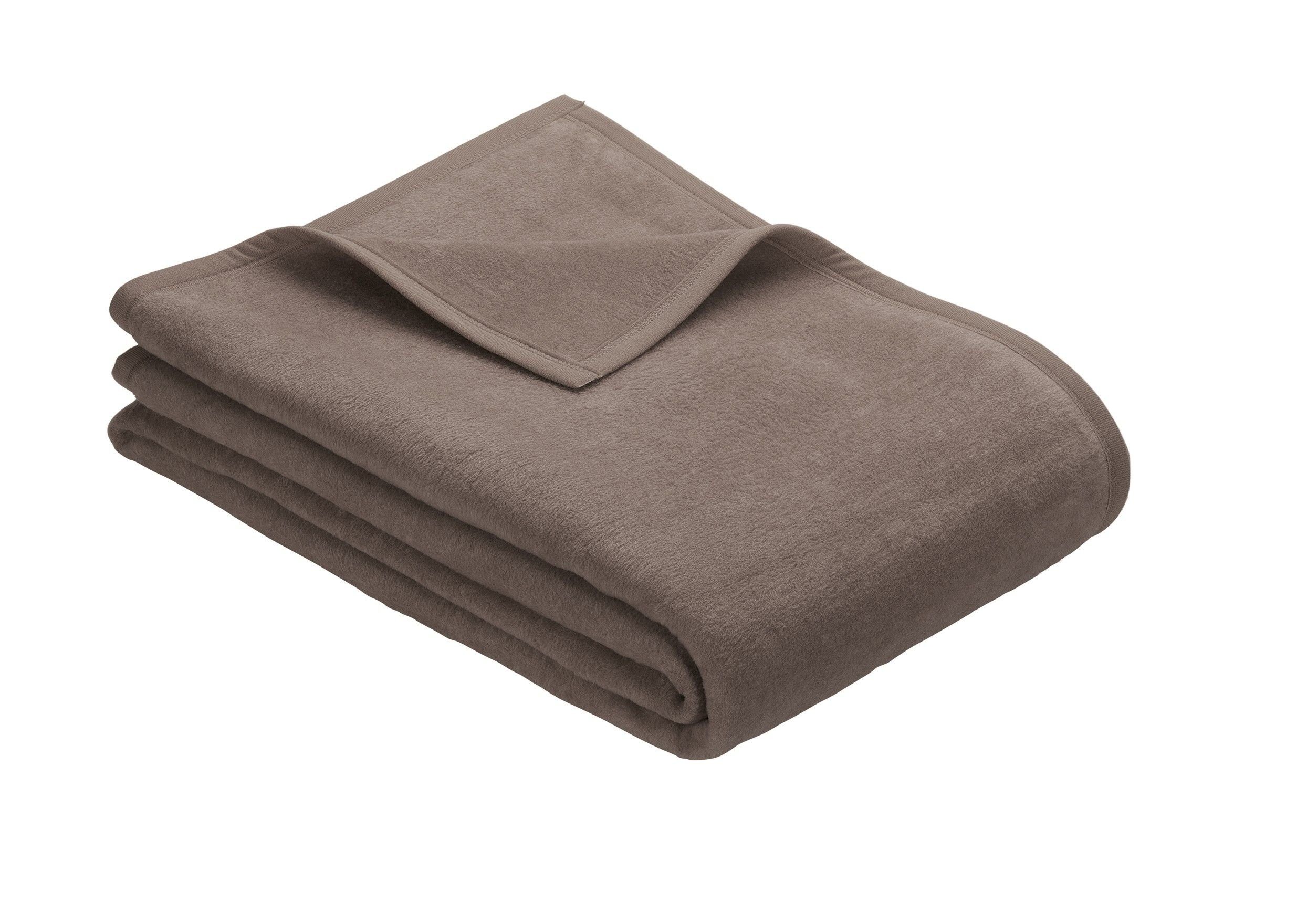 Wohndecke IBENA Plaid uni PORTO BL 100x150 cm braun, IBENA günstig online kaufen