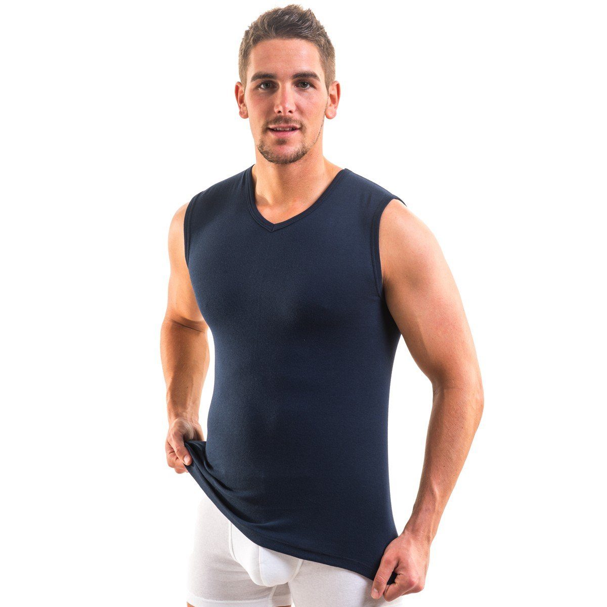 HERMKO Achseltop 3050 Herren Muskelshirt V-Neck aus 100% Bio-Baumwolle Vest günstig online kaufen