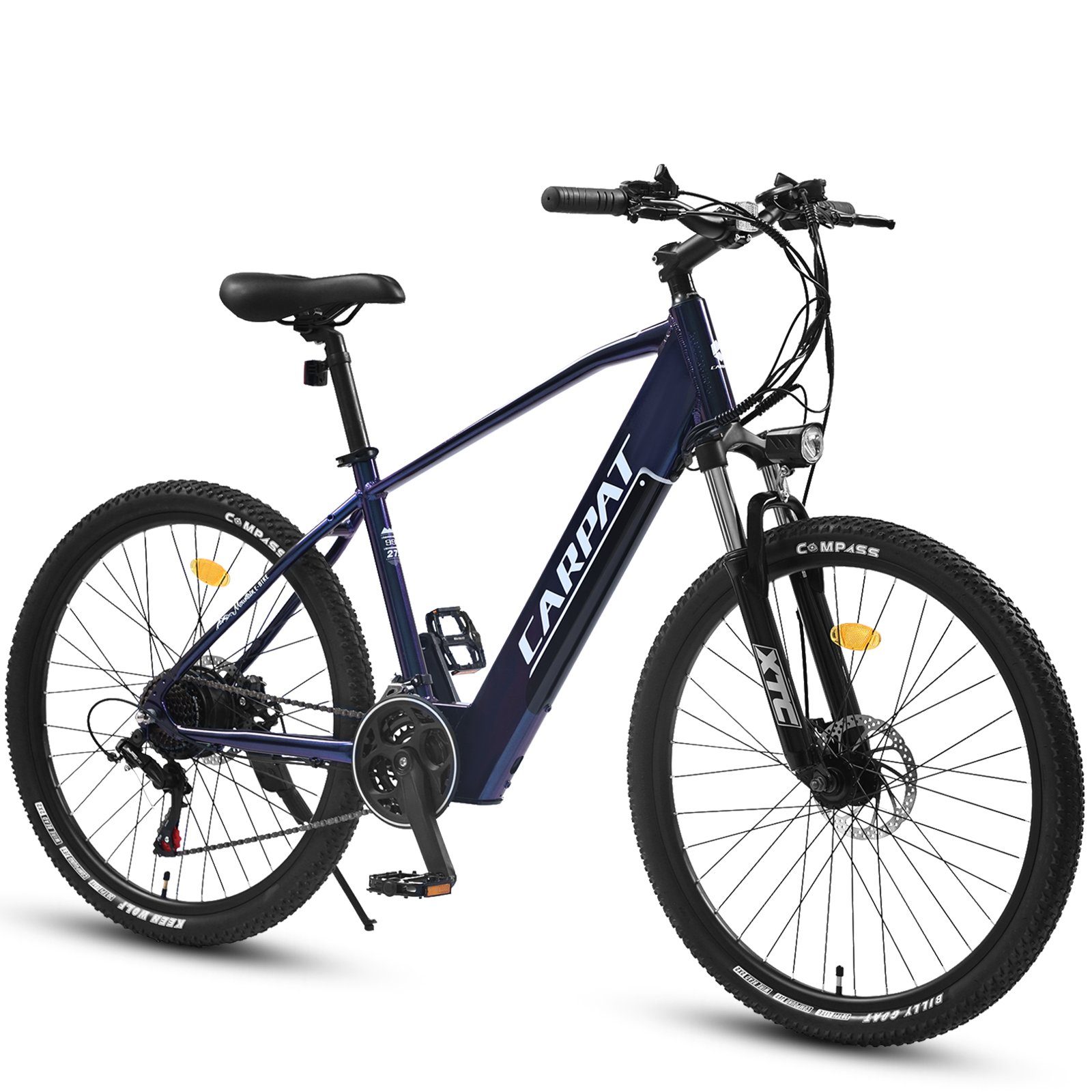 CARPAT SPORT E-Bike 27,5 Zoll Elektrofahrrad für Damen Herren, 21 Gang Shimano Tourney Schaltwerk, Kettenschaltung, Heckmotor, 374,40 Wh akku, (mit akku-ladegerat, mit Beleuchtungsset, mit werkzeug), 60-80km Pedalassistenzmodus, Alu-Rahmen, Pedelec E-Citybike Neochrome