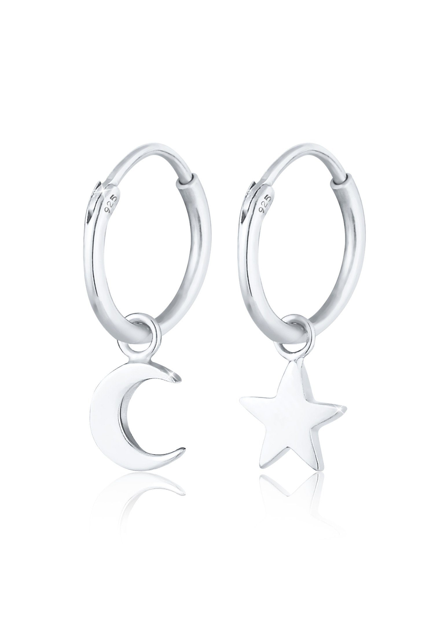 Elli Paar Creolen Creolen Sterne Mond Trend 925 Silber, Sterne, Halbmond,  Astro | Creolen