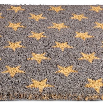 Fußmatte Fußmatte Kokos mit Sternen-Muster, relaxdays, Höhe: 15 mm