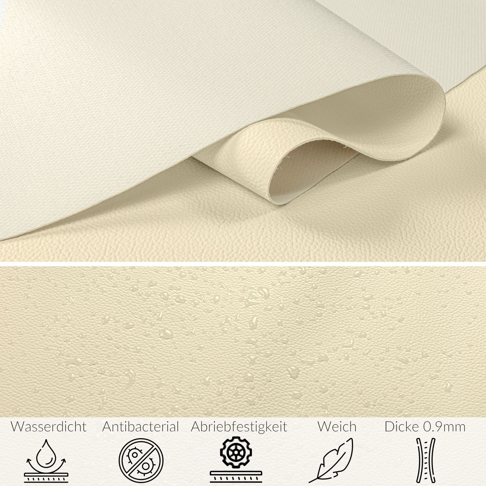 ANRO Stoff Kunstleder Polsterstoff Lederimitat zum Nähen & Beziehen, Wasserundurchlässig Robust Hochwertig Kreativkunstleder Möbelstoff