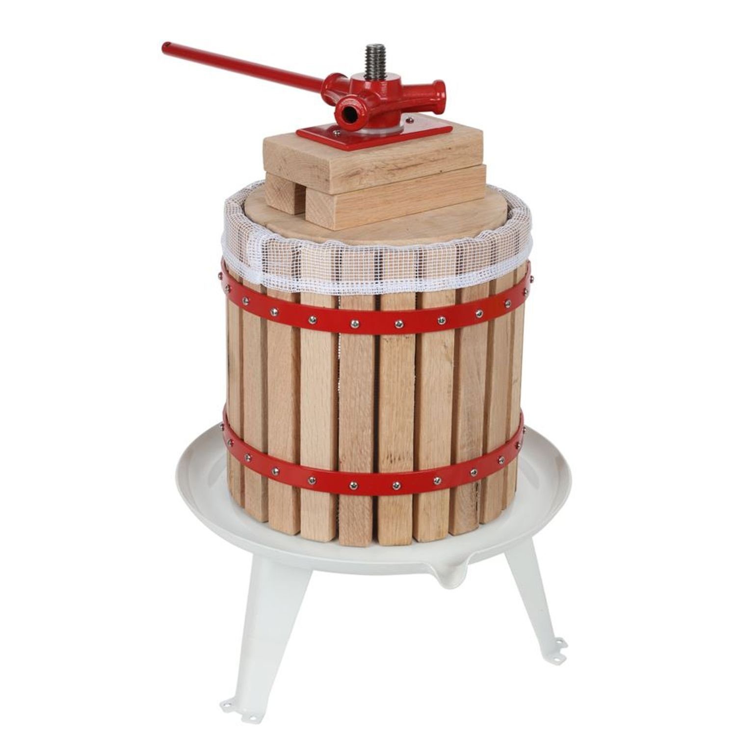 XMTECH Obstpresse 12 Liter – Manuelle Saftpresse Aus Holz Mit Metallspindel & Presstuch