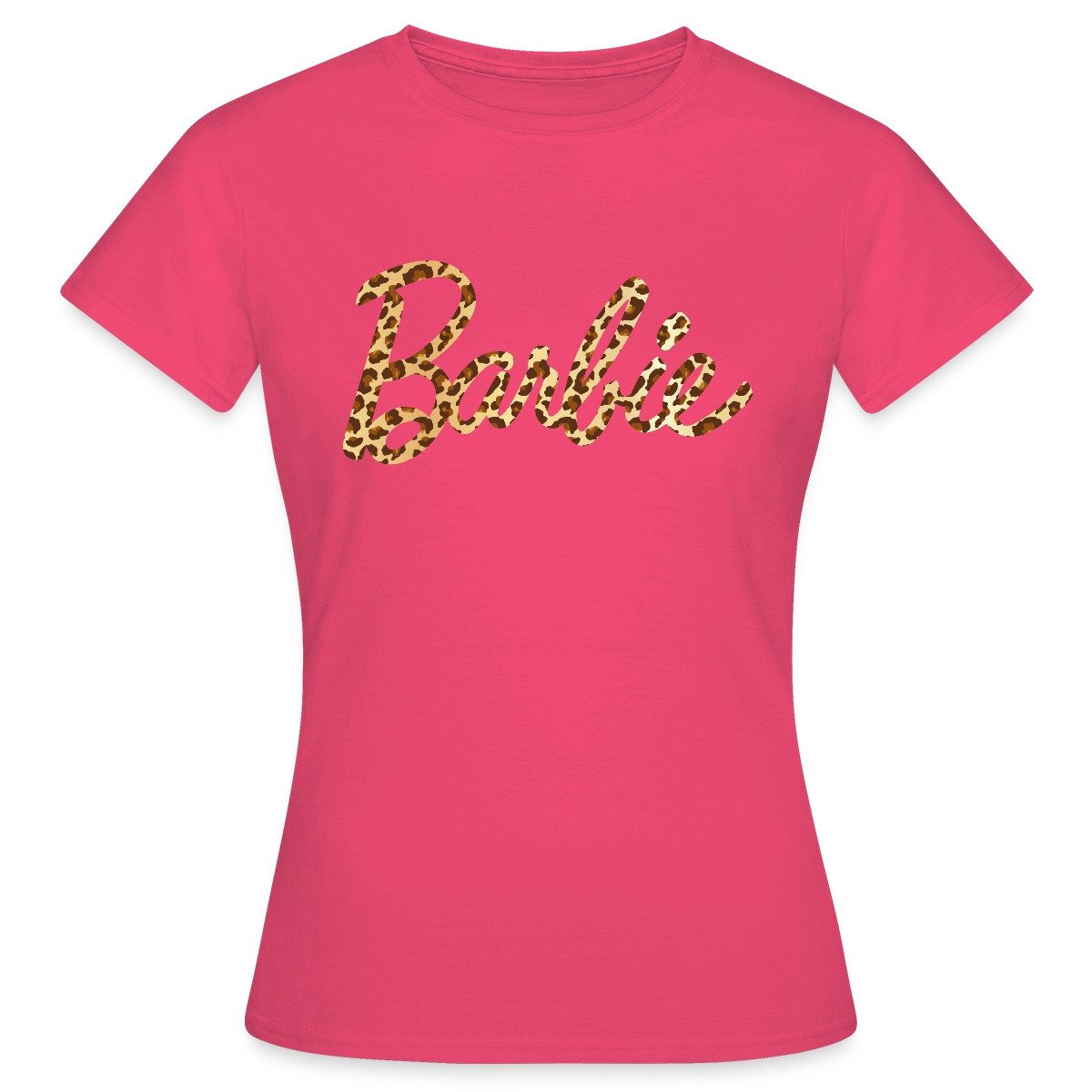 Spreadshirt T-Shirt Barbie Leo-Print Logo Frauen günstig online kaufen
