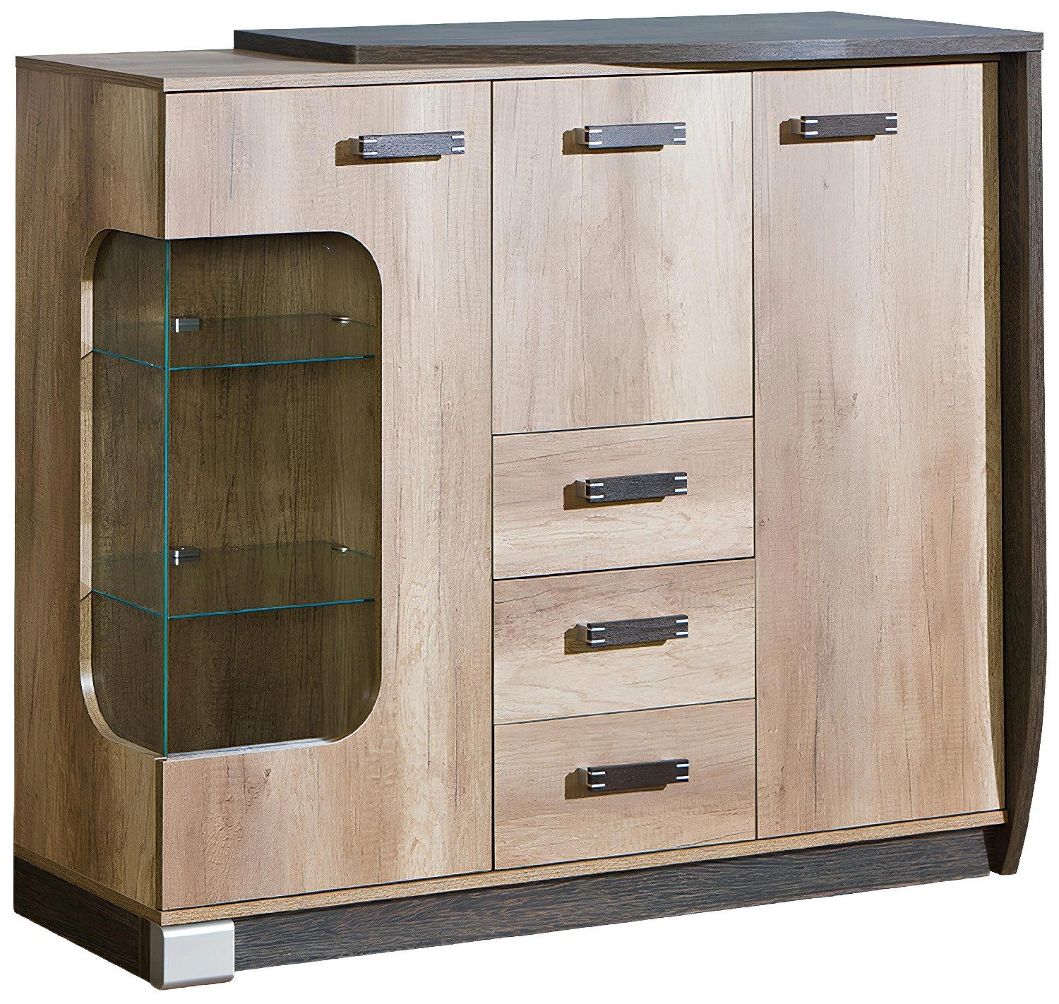 Xlmoebel Kombikommode Neuer Designer-Schrank aus Eiche mit Vitrinen und Комоды (Romero Kommode R7), Hergestellt in Europa