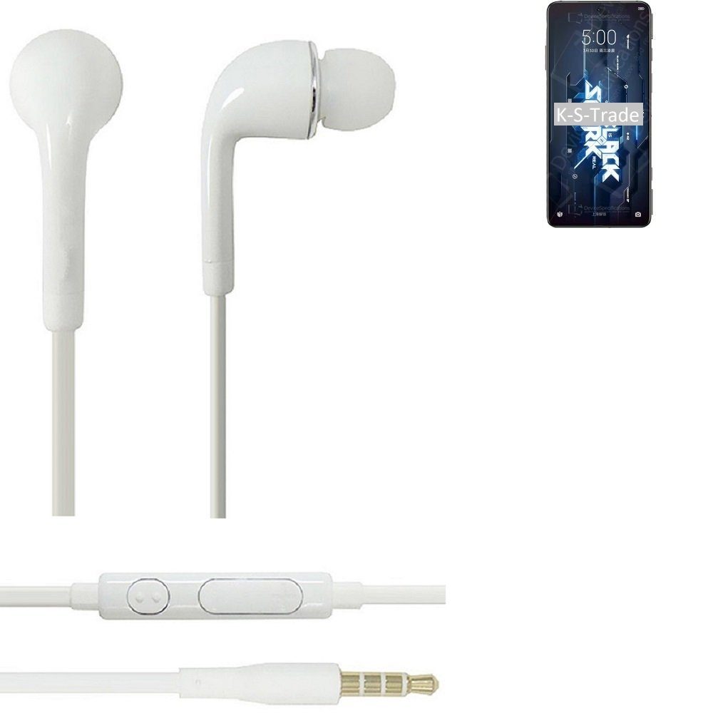 K-S-Trade für Xiaomi Black Shark 5 Pro In-Ear-Kopfhörer (Kopfhörer Headset mit Mikrofon u Lautstärkeregler weiß 3,5mm)