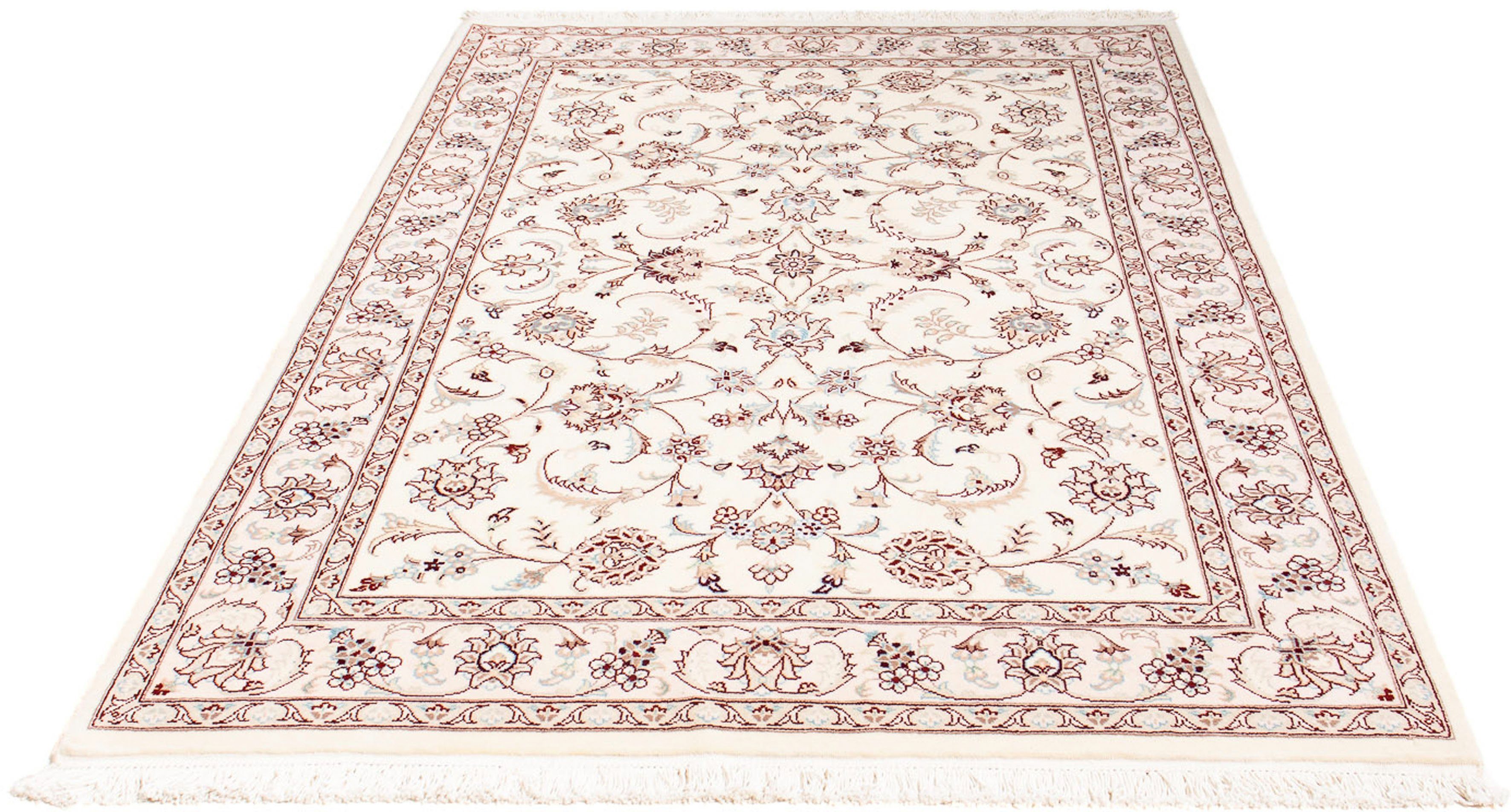 Orientteppich Perser - Nain - Royal - 196 x 137 cm - beige, morgenland, rechteckig, Höhe: 10 mm, Wohnzimmer, Handgeknüpft, Einzelstück mit Zertifikat