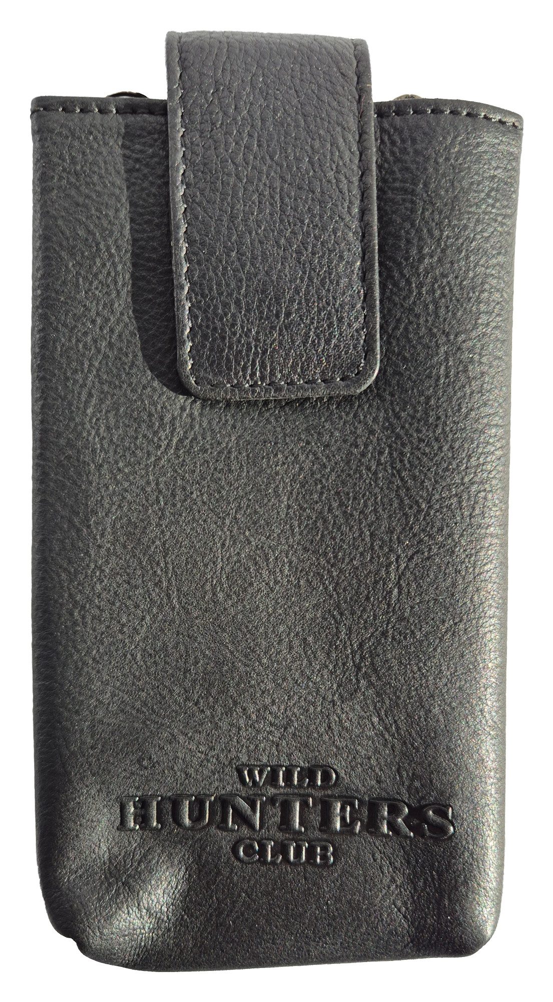 Einkaufszauber Handytasche Echt Leder Handy Smartphone Gürteltasche Elegant Schwarz