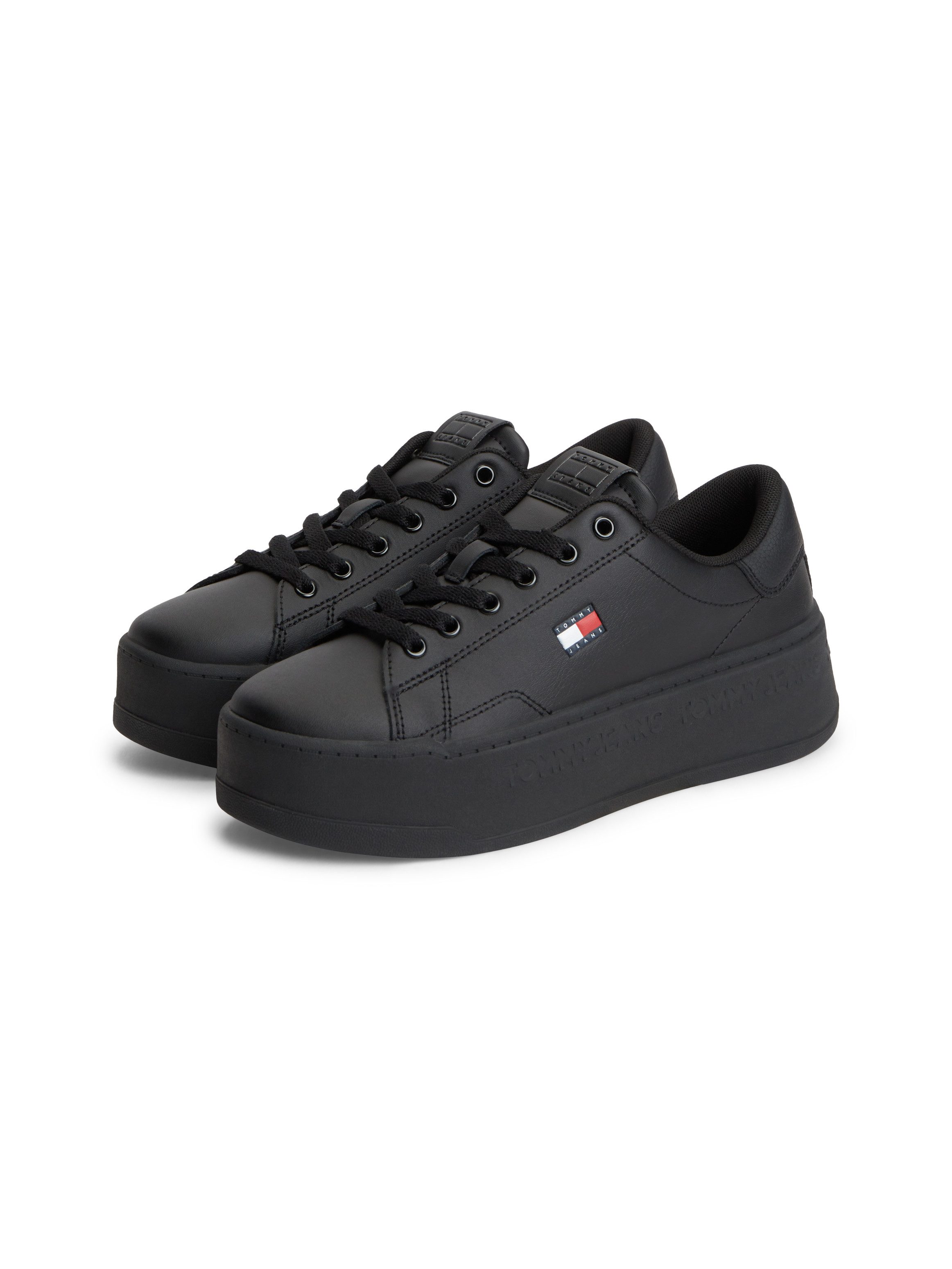 Tommy Jeans TJW SCRIPT CUPSOLE FLATFORM Plateausneaker Freizeitschuh, Halbschuh, Schnürschuh mit seitlicher Logoflagge