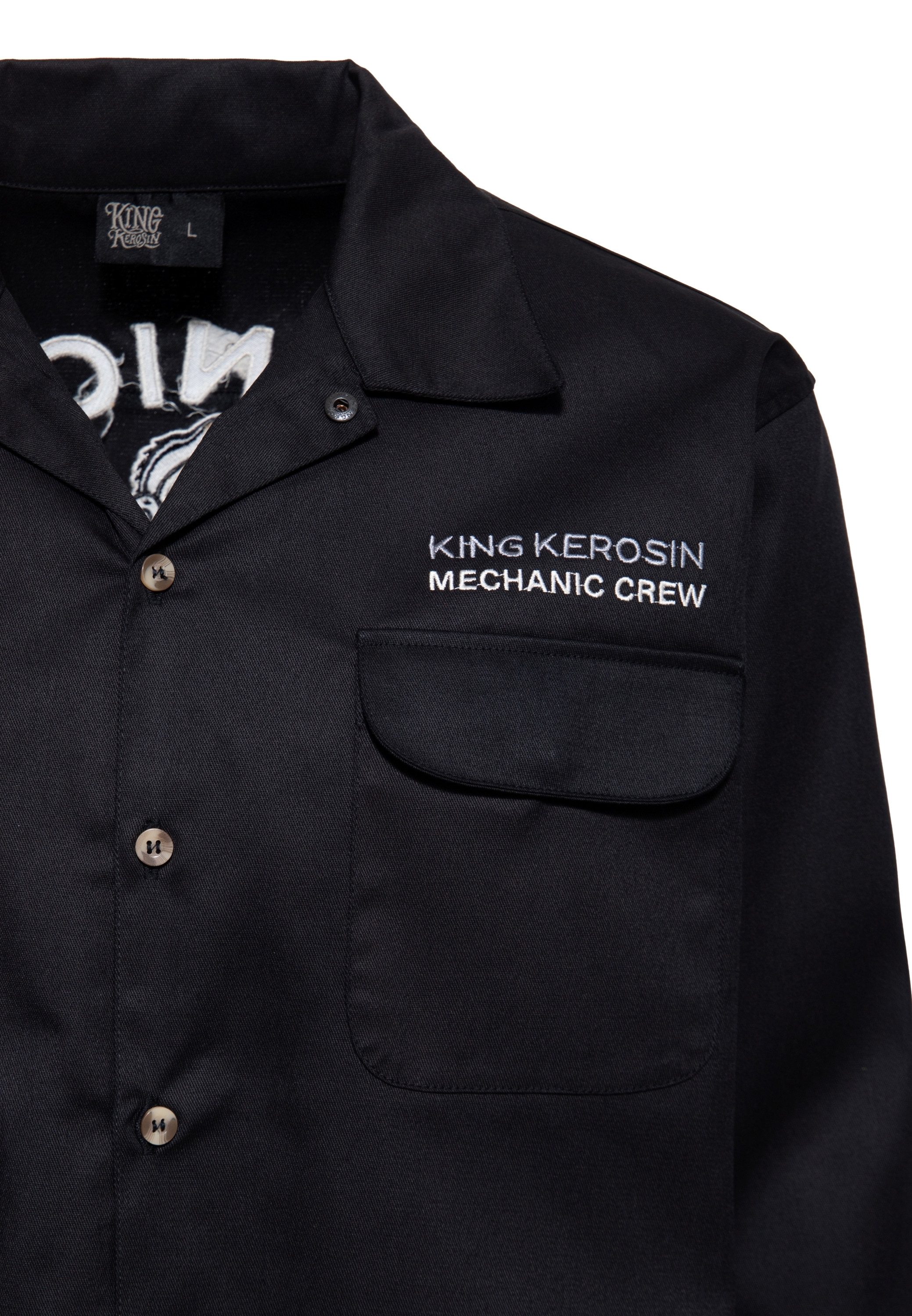 KingKerosin Langarmhemd Mechanic Crew detailreicher Rückenstickerei