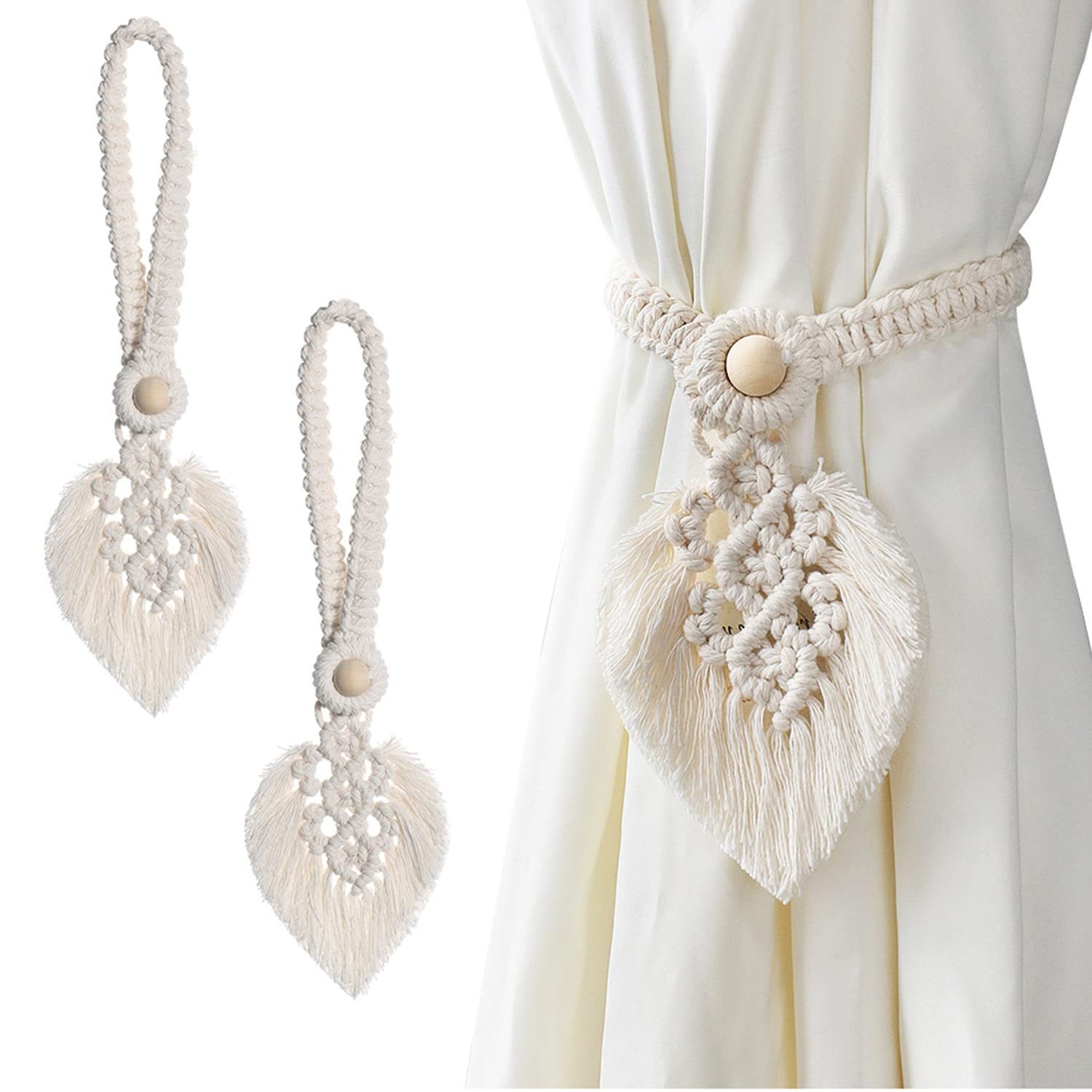 FOUORTUNATE-BEE Raffhalter 2 Stück Vorhang Raffhalter Boho Deko Raffhalter Boho Vorhanghalter, (Gardinenhalter Tiebacks Vorhang Clips für Vorhänge Gardinen Deko)