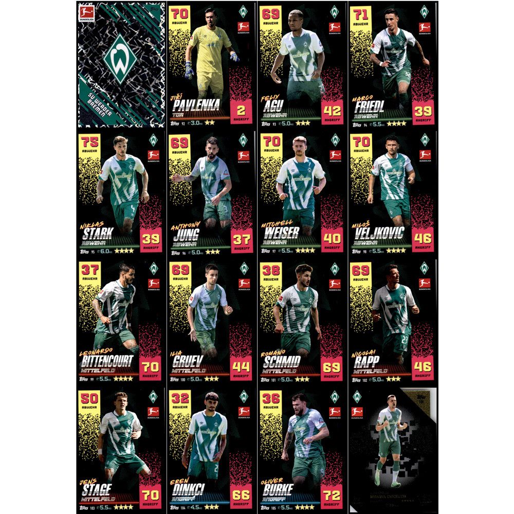 Topps Sammelkarte Topps Match Attax - 2022/23 - Mannschaftspaket - SV Werder Bremen