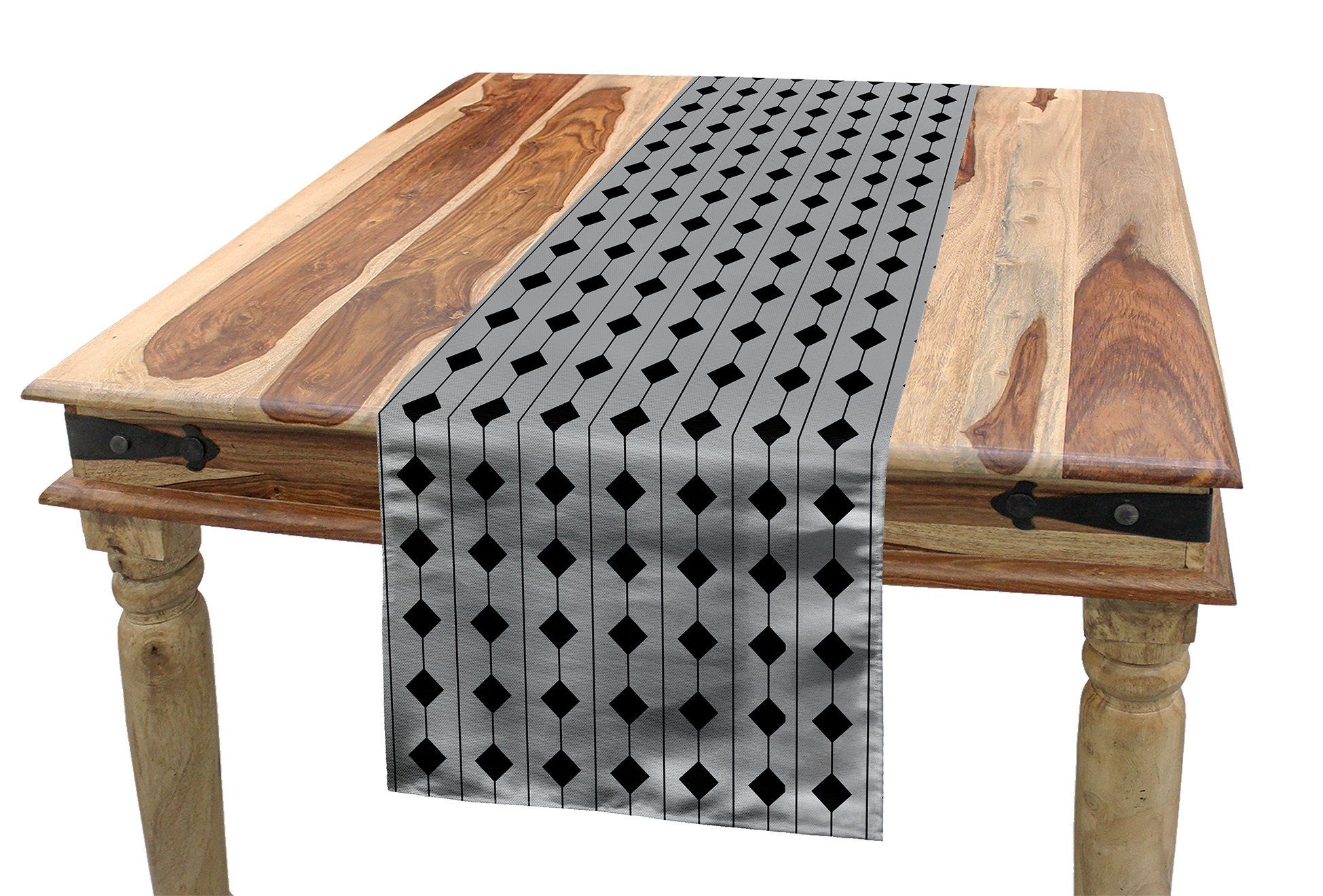 Abakuhaus Tischläufer Esszimmer Küche Rechteckiger Dekorativer Tischläufer, grau Geometric Square und Stripes