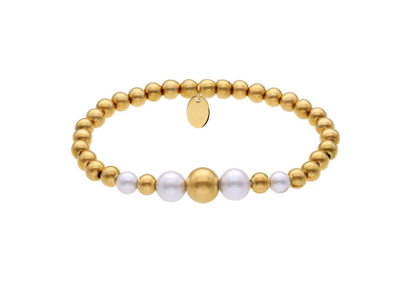 LUCARDI Perlenarmband Armband - Stahl - Gold - Perle - Damen