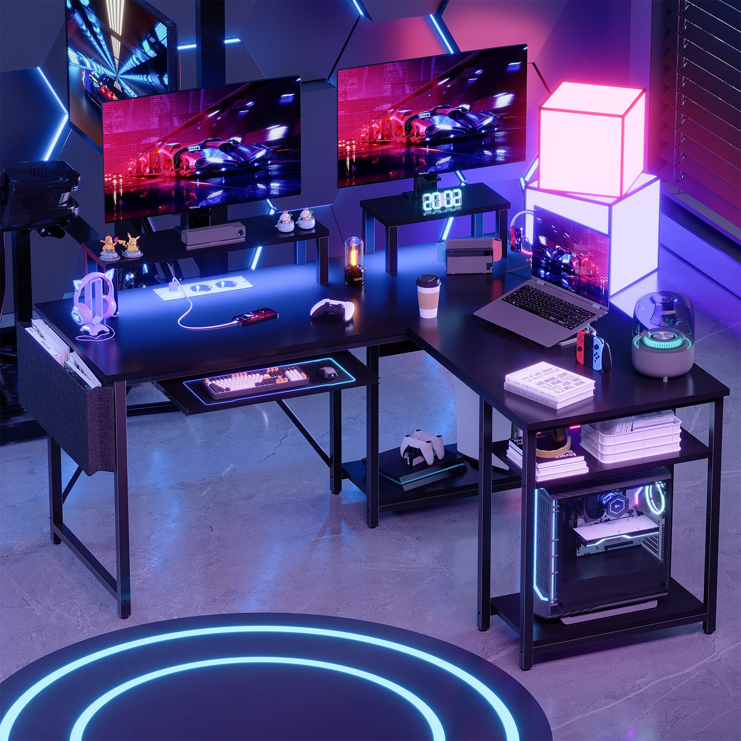 HOMALL Eckschreibtisch Eckschreibtisch Computertisch mit Monitorständer günstig online kaufen
