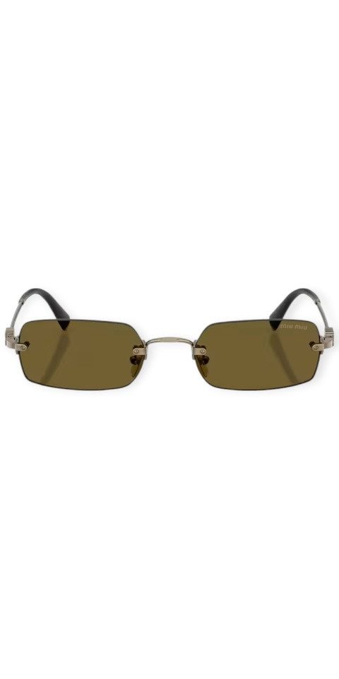Miu Miu Sonnenbrille Miu Miu MU B50S Sonnenbrille Damen Gold Metall Braune Gläser