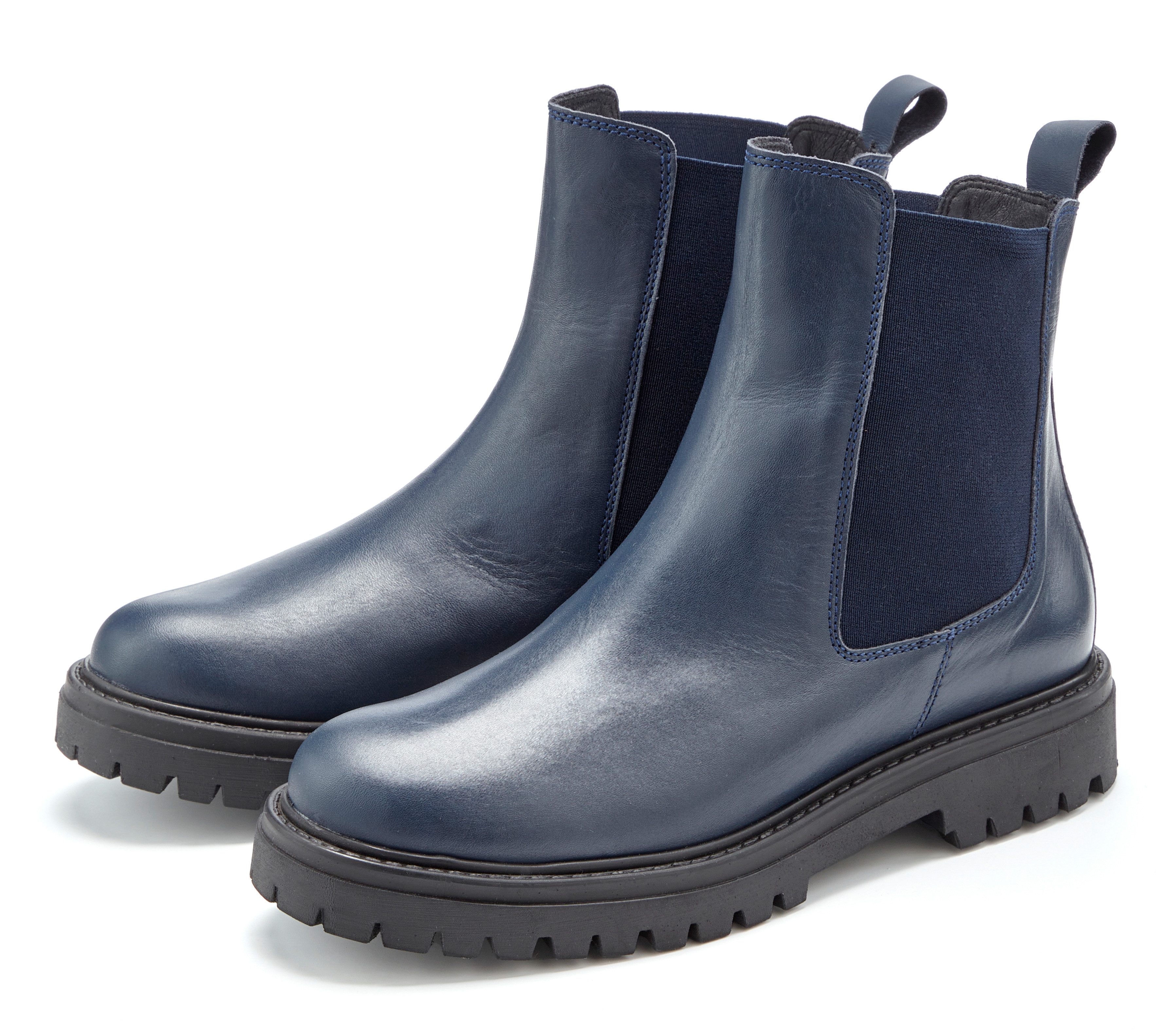 Elbsand Chelseaboots, Schlupfstiefel, Lederstiefelette, Herbststiefelette Stiefelette NEU Bikerboots aus Leder mit Stretch-Einsätzen & leichter Profilsohle