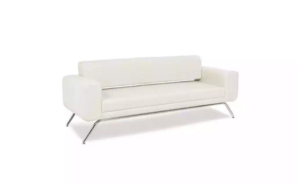 Modern, Textilmöbel Weißer Edelstahlfüße JVmoebel Luxus Europa Büro Made Couch 1 in Teile, Dreisitzer Sofa